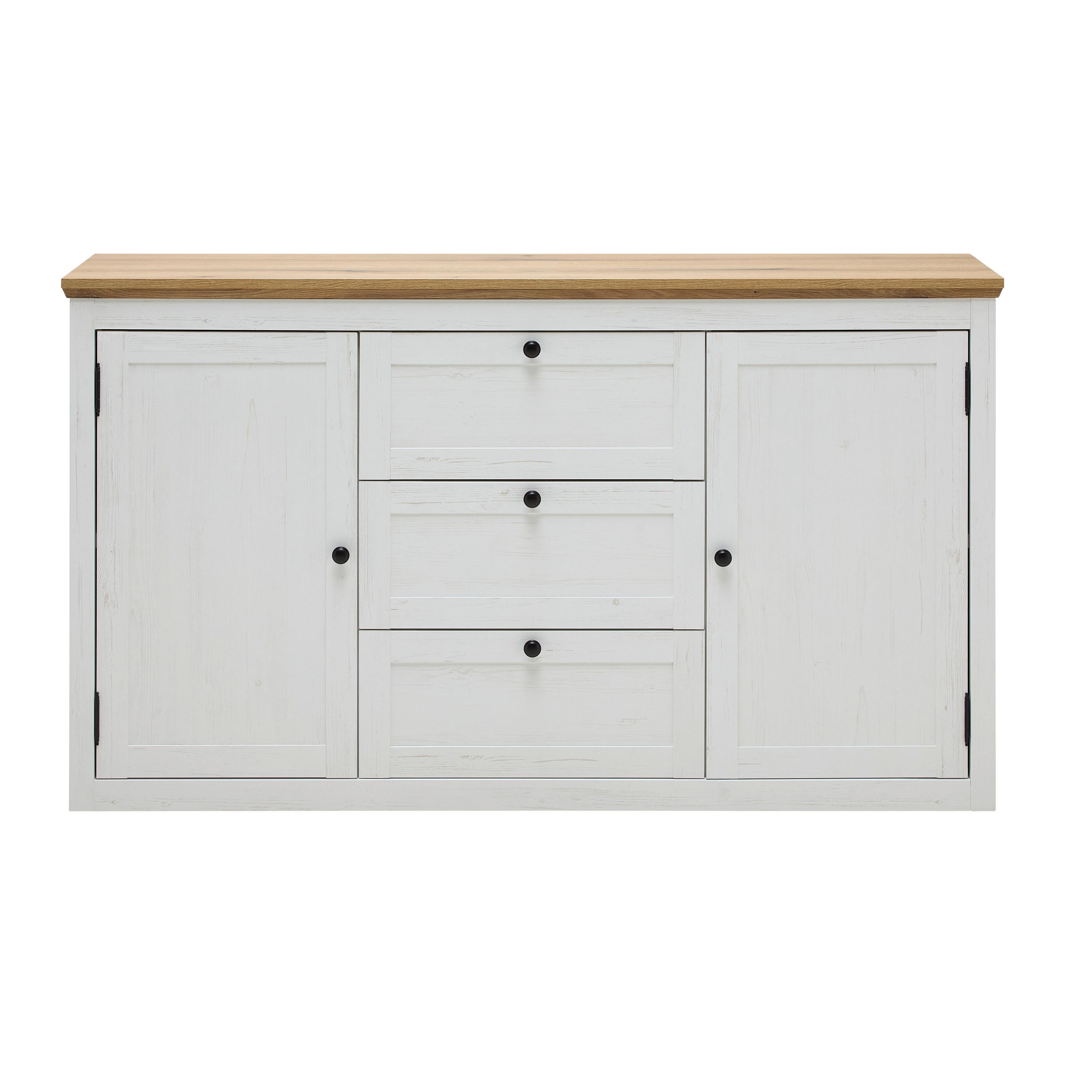 SIDEBOARD KORSIKA -EXKLUSIV- - vit/svart, Romantik / Lanthus, metall/trämaterial (150/85/43cm) - Mömax