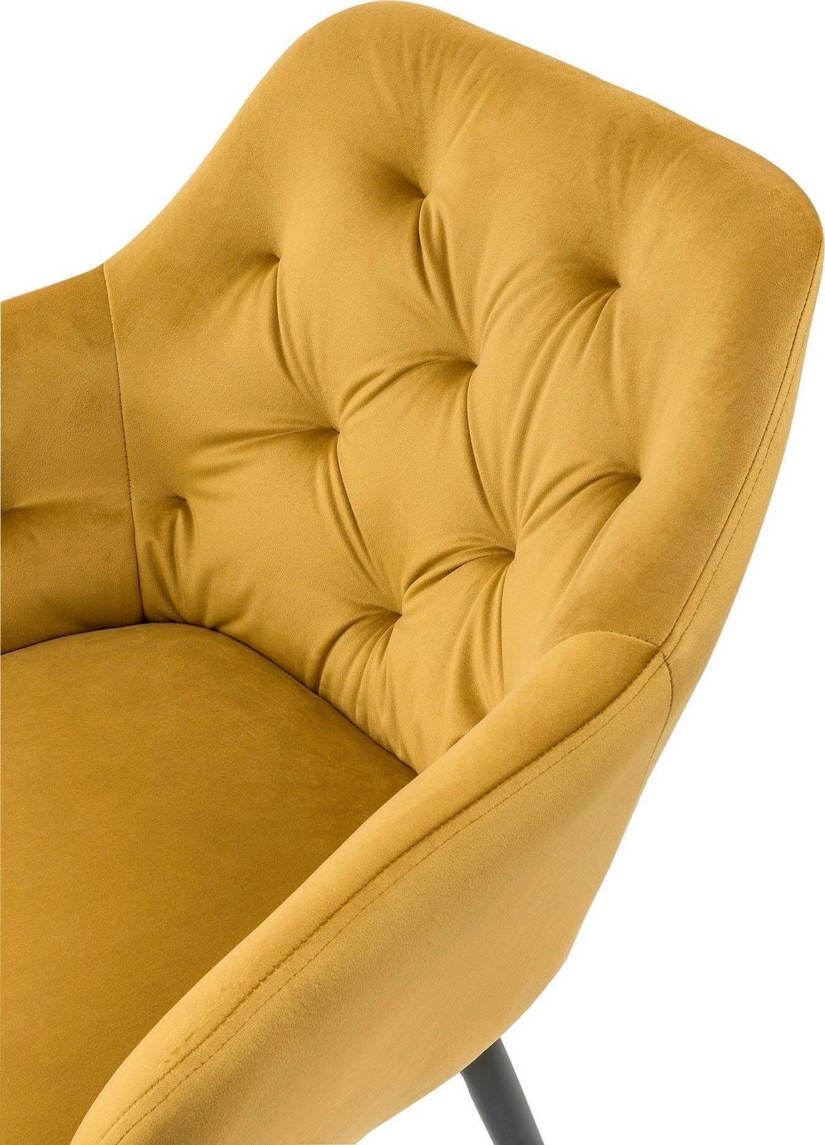 Naslanjač Samt, Rumena - rumena/črna, Moderno, kovina/tekstil (61/85/45cm) - Livetastic
