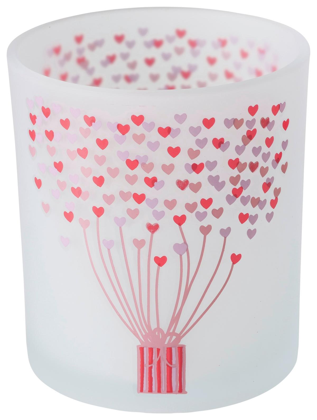 Windlicht Sherine I in diversen Designs - Rosa/Weiß, Basics, Glas (7,0/8,5cm)