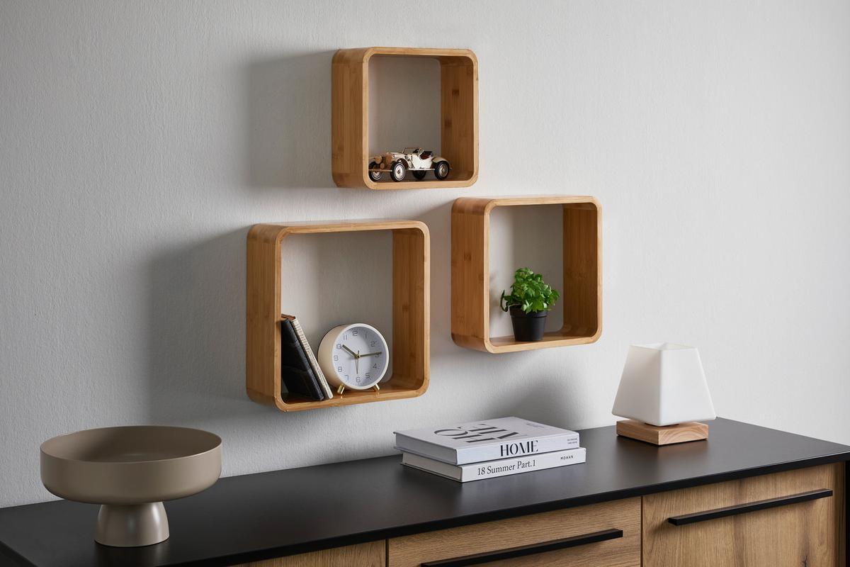 Bonnie Set Zidnih Polica 3/1 - prirodne boje, Natur, prirodni materijali (24/27/30/40/40/61/24/27/30cm) - Based