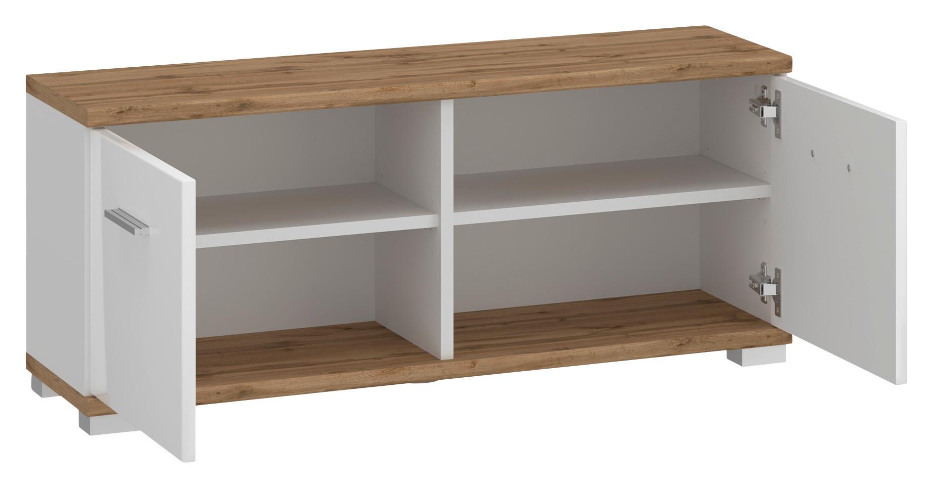 Garderobna Omara Hola, Bela, Barva Hrasta - hrast wotan/bela, Trend, umetna masa/leseni material (90/40/33,5cm)