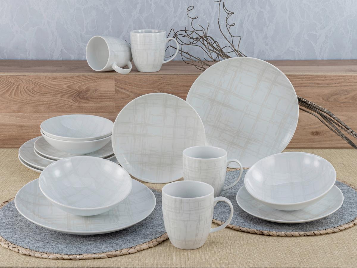 Kombinirani Servis Home Shabby Chic, 16-Delni - bela/večbarvno, Basics, keramika - Creatable