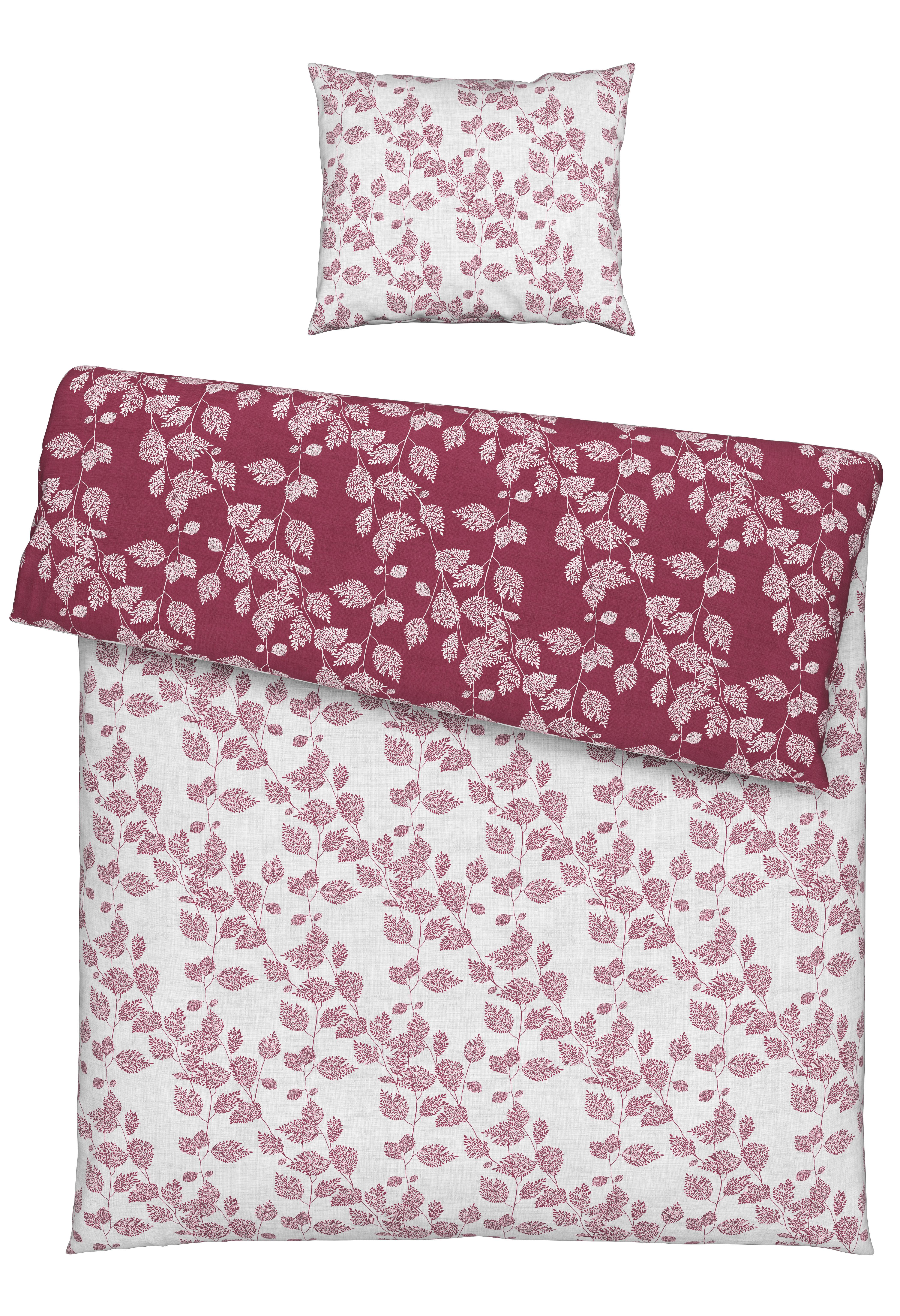 Bettwäsche Mathilda Wende In Weiss/weinrot Ca. 160x210cm - Weiss/Weinrot, Modern, Textil (160/210cm) - Modern Living