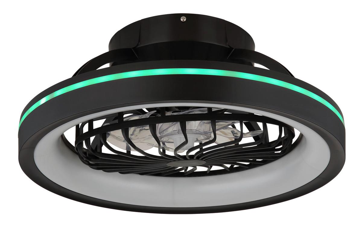 DECKENVENTILATOR 03665 DEANNE - Klar/Schwarz, Konventionell, Kunststoff (48/20cm) - Globo