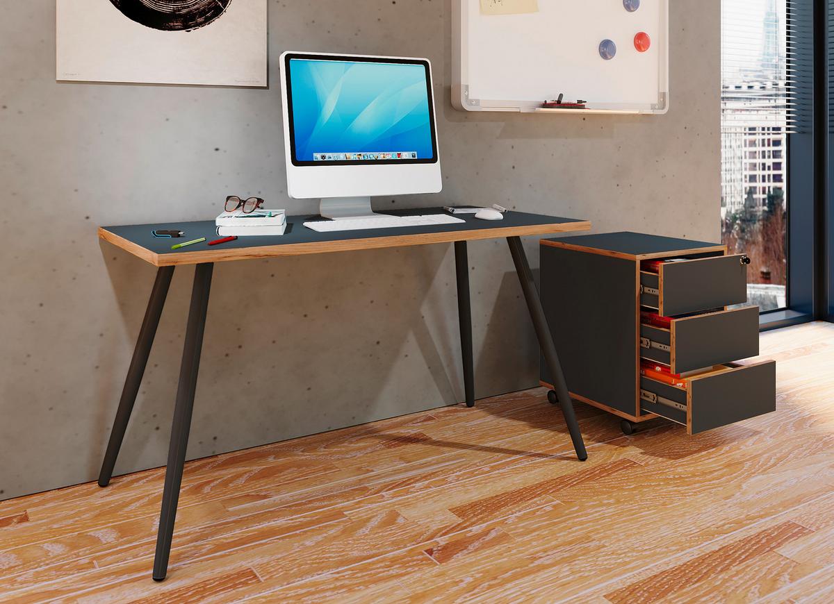 SCHREIBTISCH SALIA T80 - Honigeiche/Anthrazit, Design, Holzwerkstoff/Metall (138/80/70cm) - MID.YOU