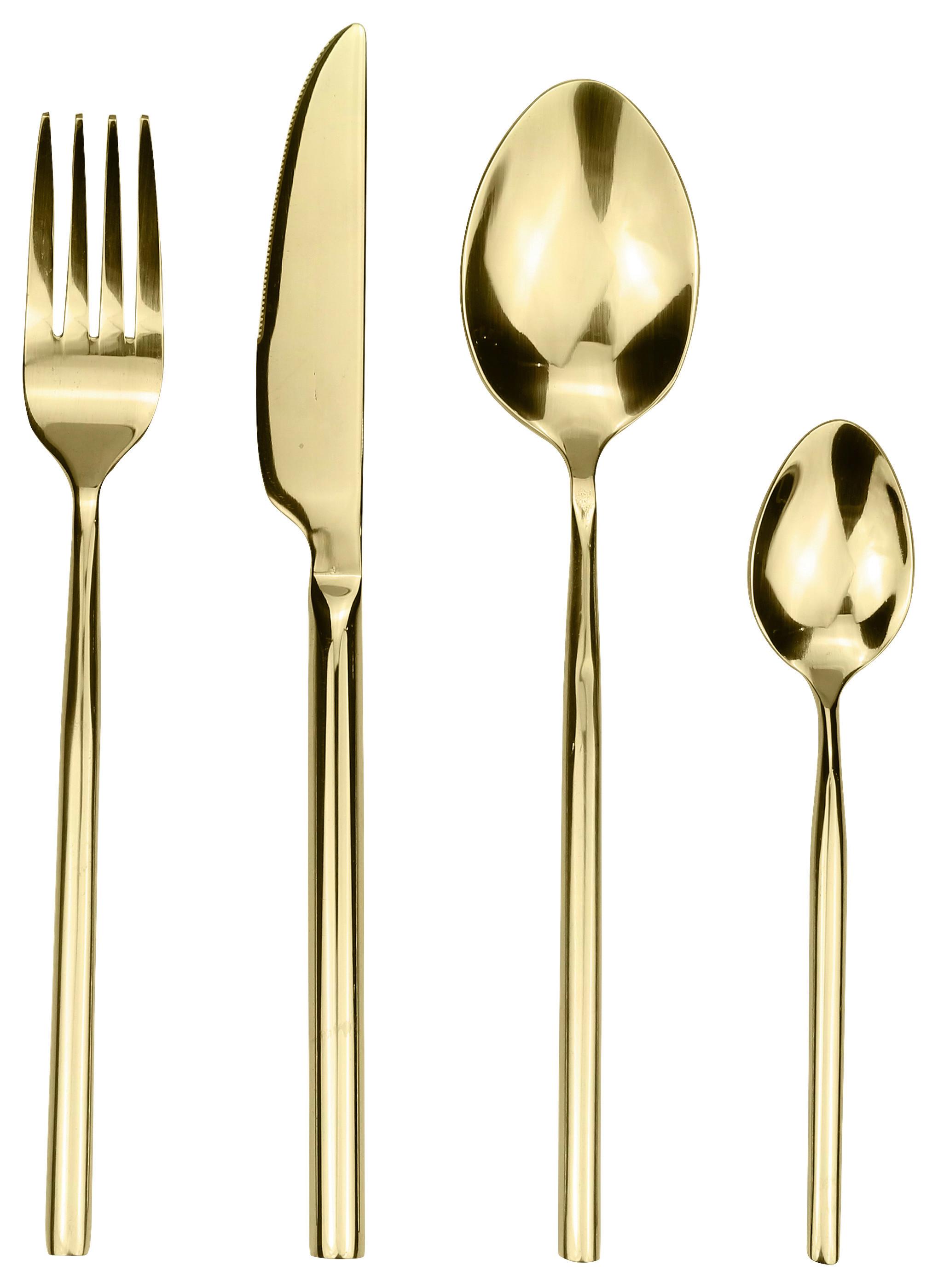 Besteckset Shine aus Edelstahl, 24-teilig - Champagner, Lifestyle, Metall - Premium Living