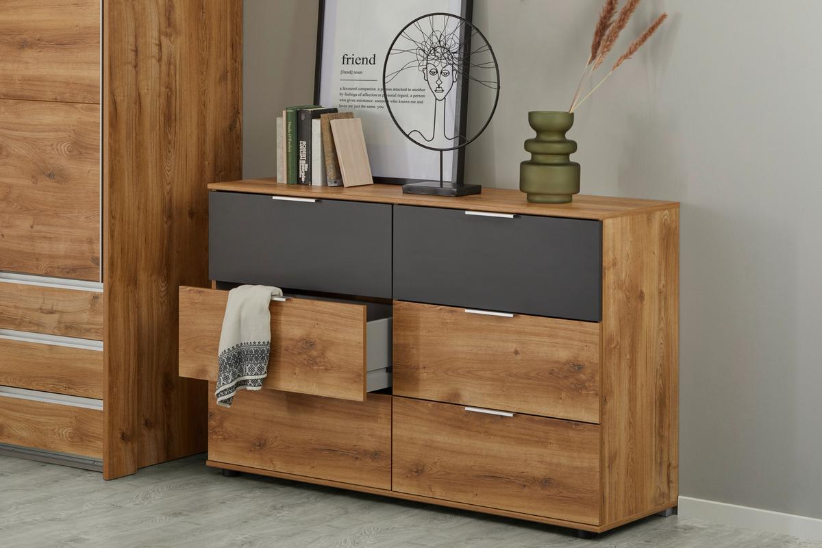 Komoda Valencia - boje grafita/srebrne boje, Konvencionalno, drvni materijal/metal (130/83/41cm) - Modern Living