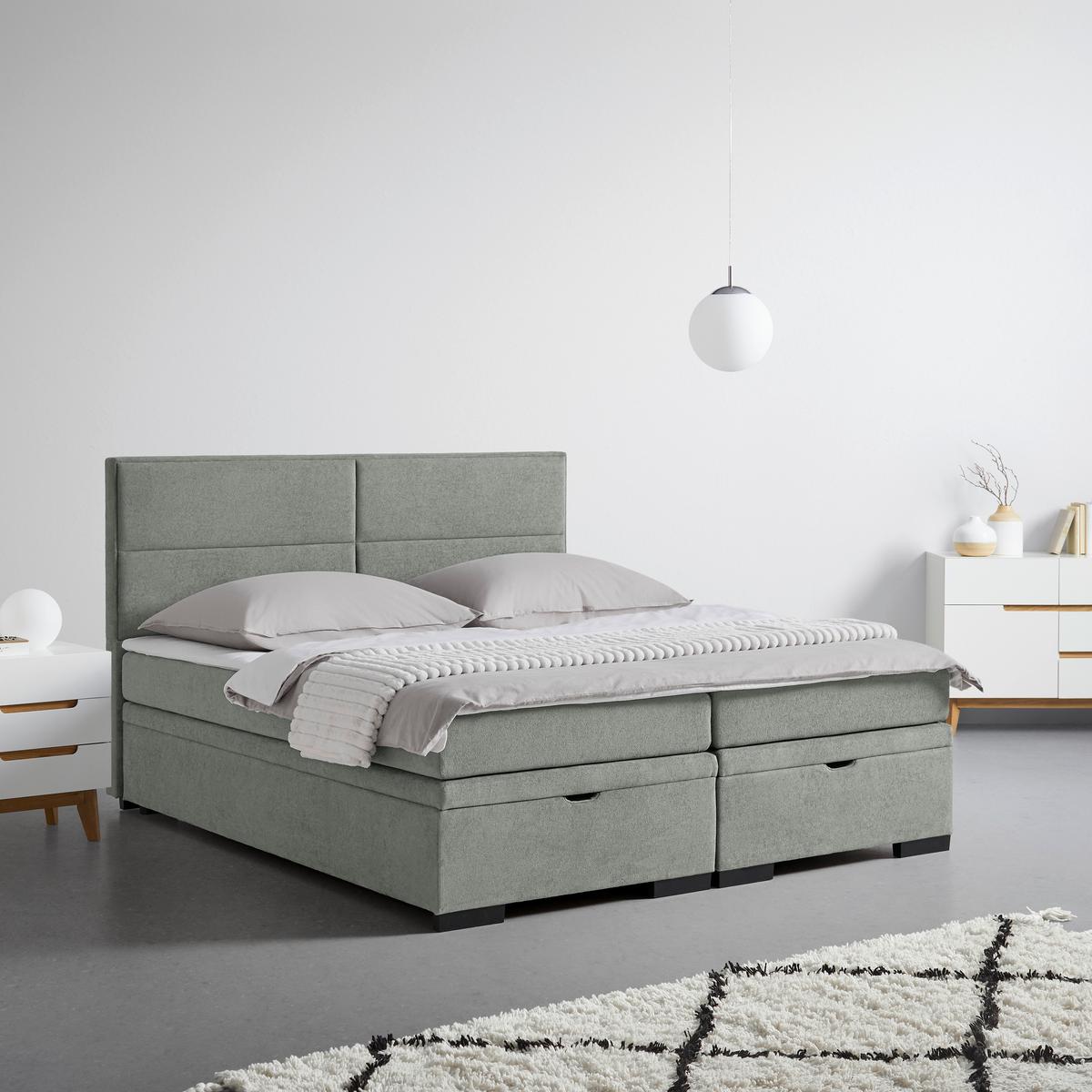 Boxspring Krevet Ethan - tamno siva/crna, Moderno, tekstil/plastika (160/200cm) - Premium Living