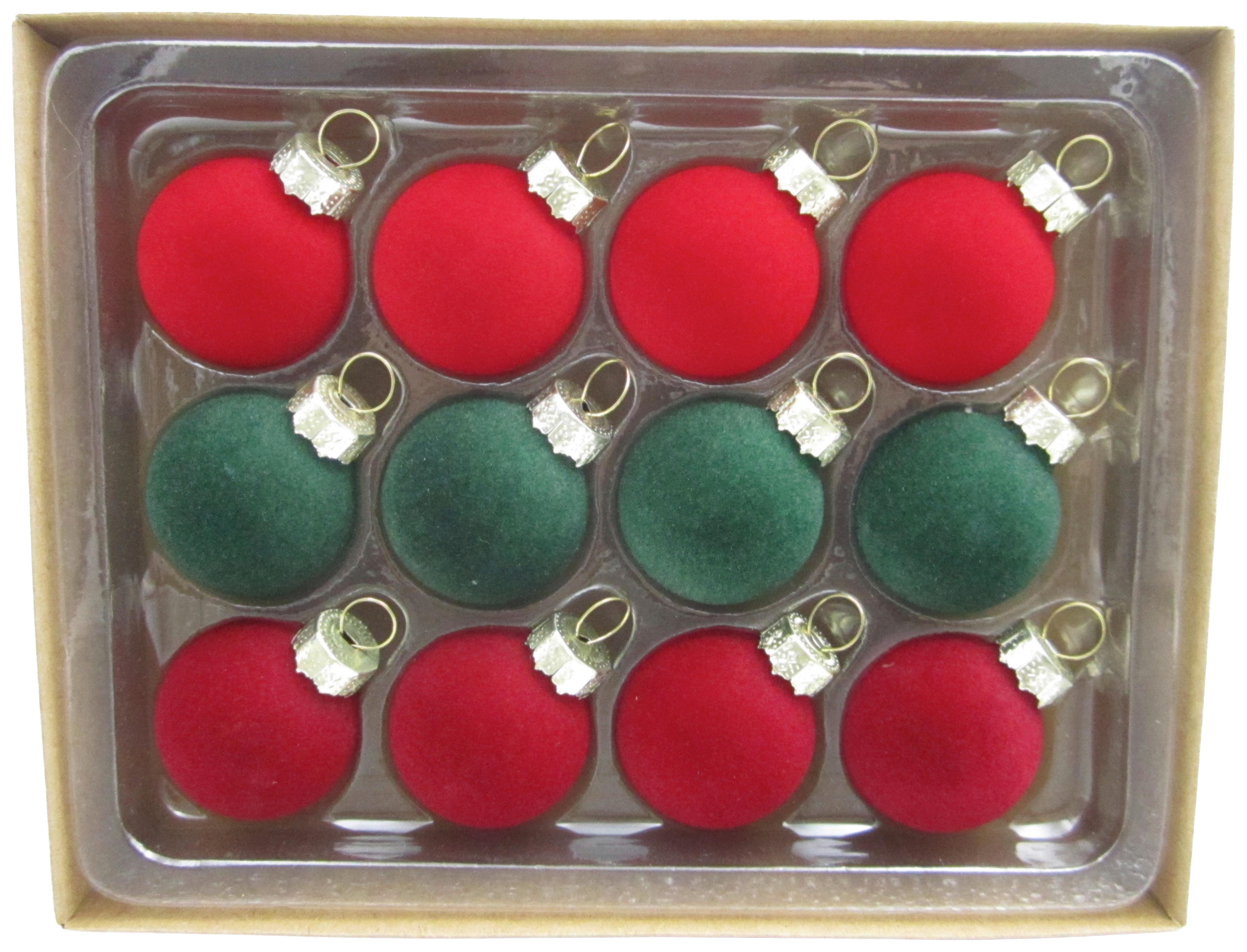 Christbaumkugel-Set Oscar Rot/Dunkelgrün, 12-teilig - Dunkelgrün/Rot, Glas/Metall (3cm) - Mömax