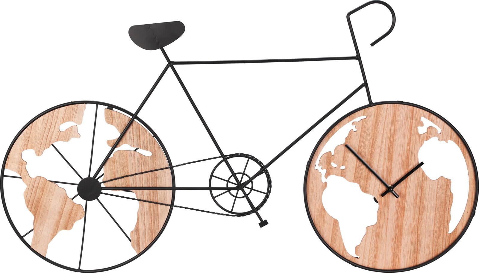 Falióra Bicyle Clock - fekete/natúr, fém (84/47/4cm)
