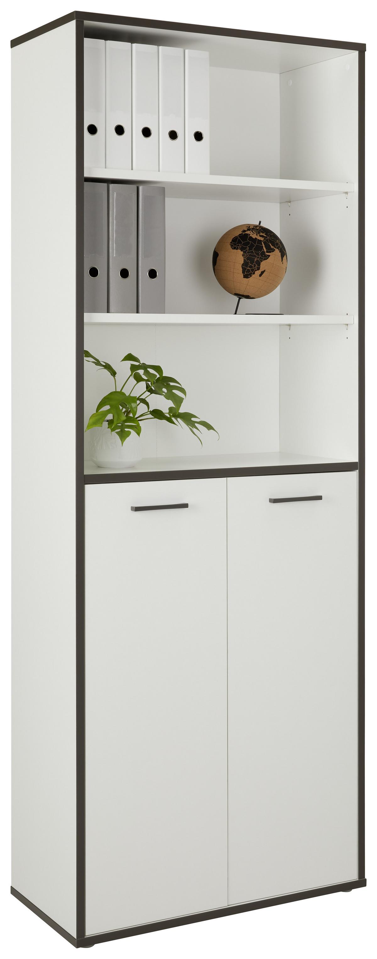 Regalkombination in Weiss/Grau - Weiss/Grau, Modern, Holzwerkstoff/Kunststoff (84,5/226,5/41,5cm) - Mömax