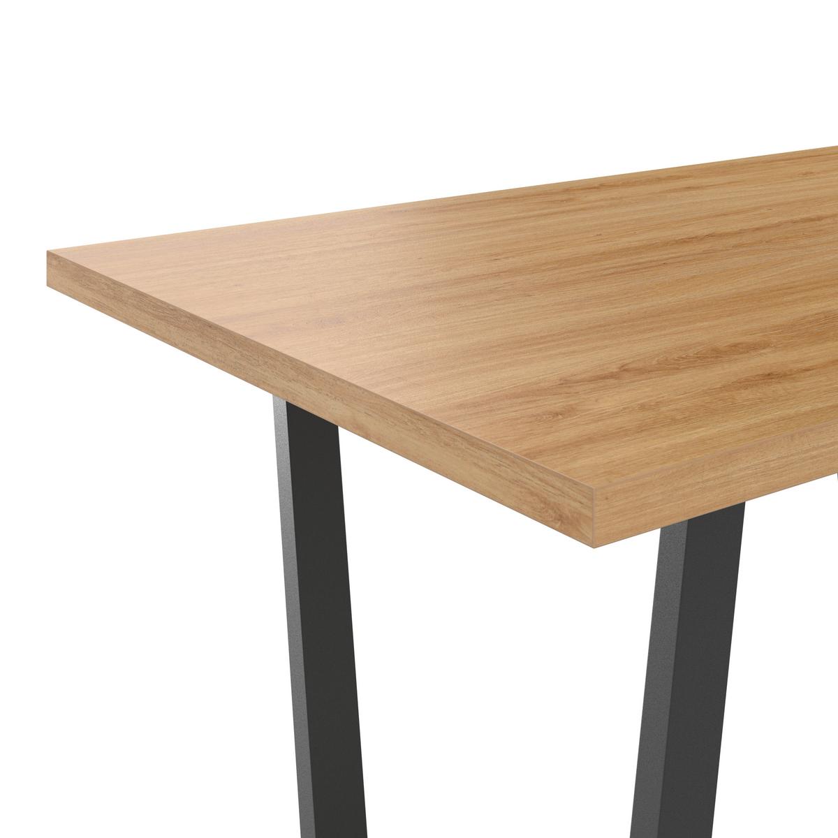 Raztegljiva Jedilna Miza Rudi, Barva Hrasta, 180-220x90 - črna/naravne barve, Moderno, kovina/leseni material (180 - 220/75/90cm)