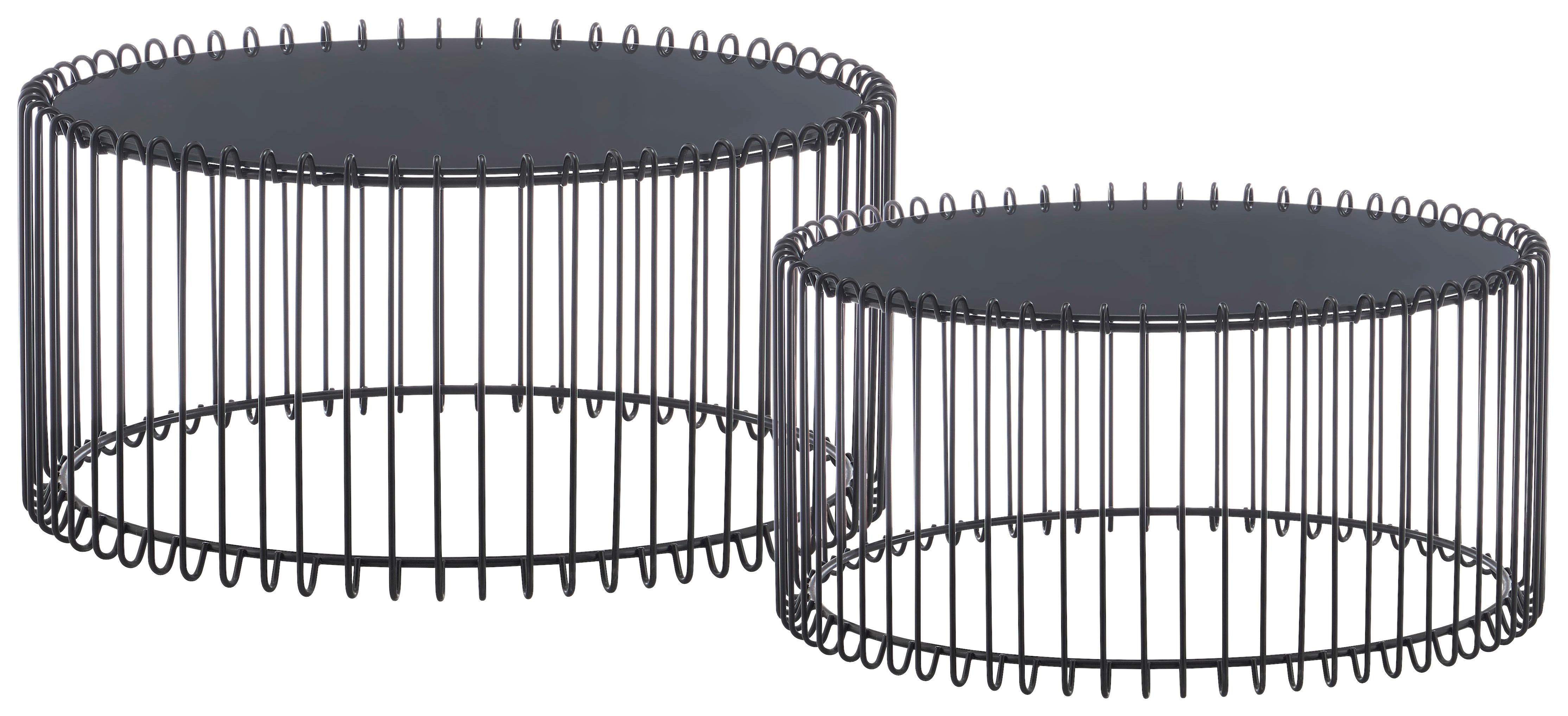 Măsuță de cafea ANTHEA - negru, Modern, sticlă/metal (70/60/34/31/70/60cm) - Modern Living