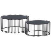 Măsuță de cafea ANTHEA - negru, Modern, sticlă/metal (70/60/34/31/70/60cm) - Modern Living