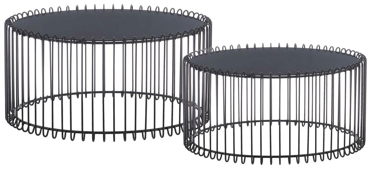 Măsuță de cafea ANTHEA - negru, Modern, sticlă/metal (70/60/34/31/70/60cm) - Modern Living