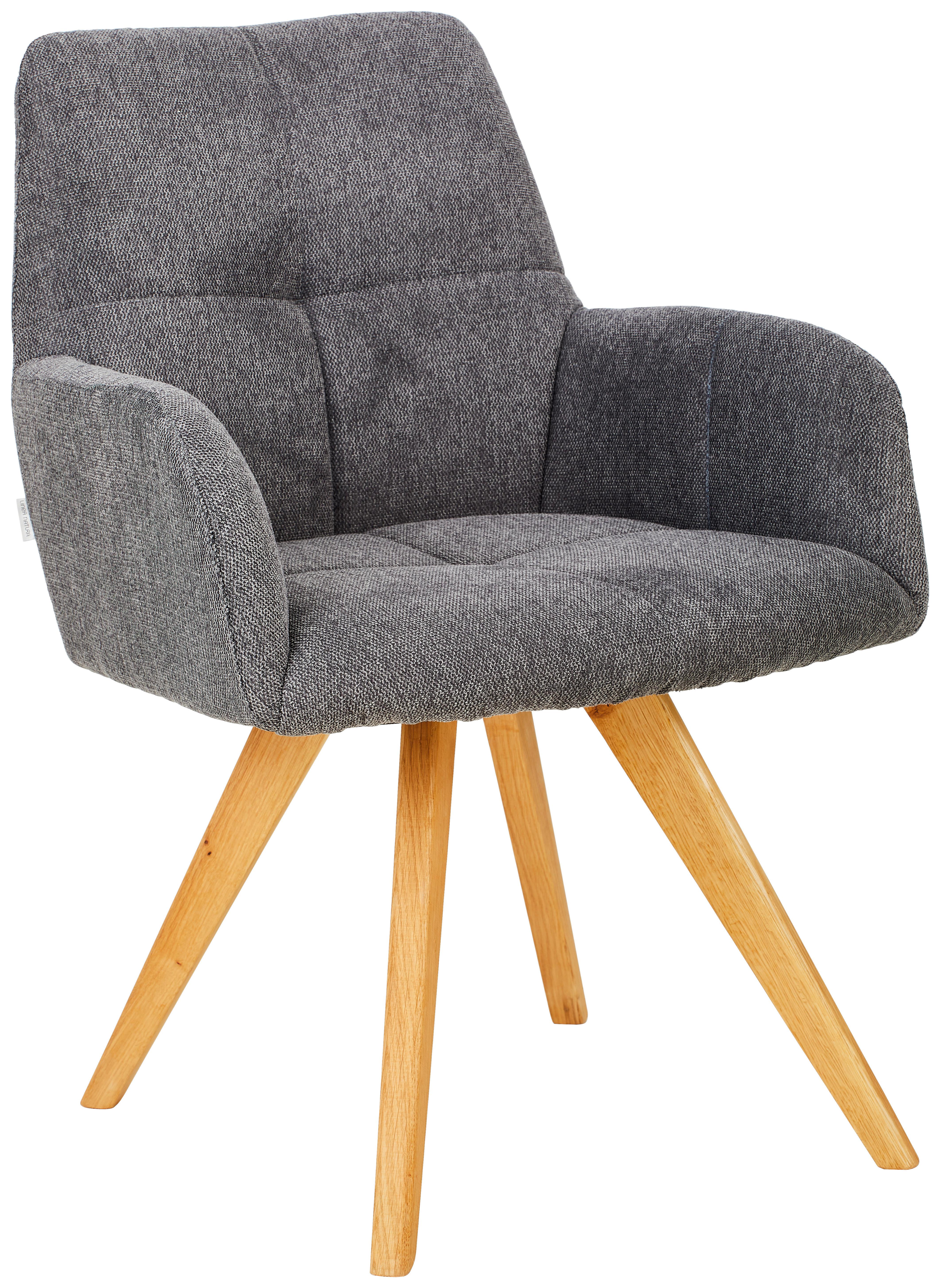 KRZESŁO Z PODŁOKIETNIKAMI PISA - kolor dębowy/antracytowy, Konventionell, drewno/tkanina (62/87,5/68,5cm) - Linea Natura