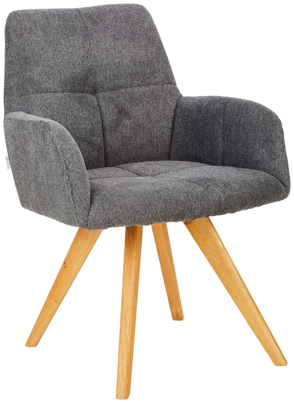 KRZESŁO Z PODŁOKIETNIKAMI PISA - kolor dębowy/antracytowy, Konventionell, drewno/tkanina (62/87,5/68,5cm) - Linea Natura