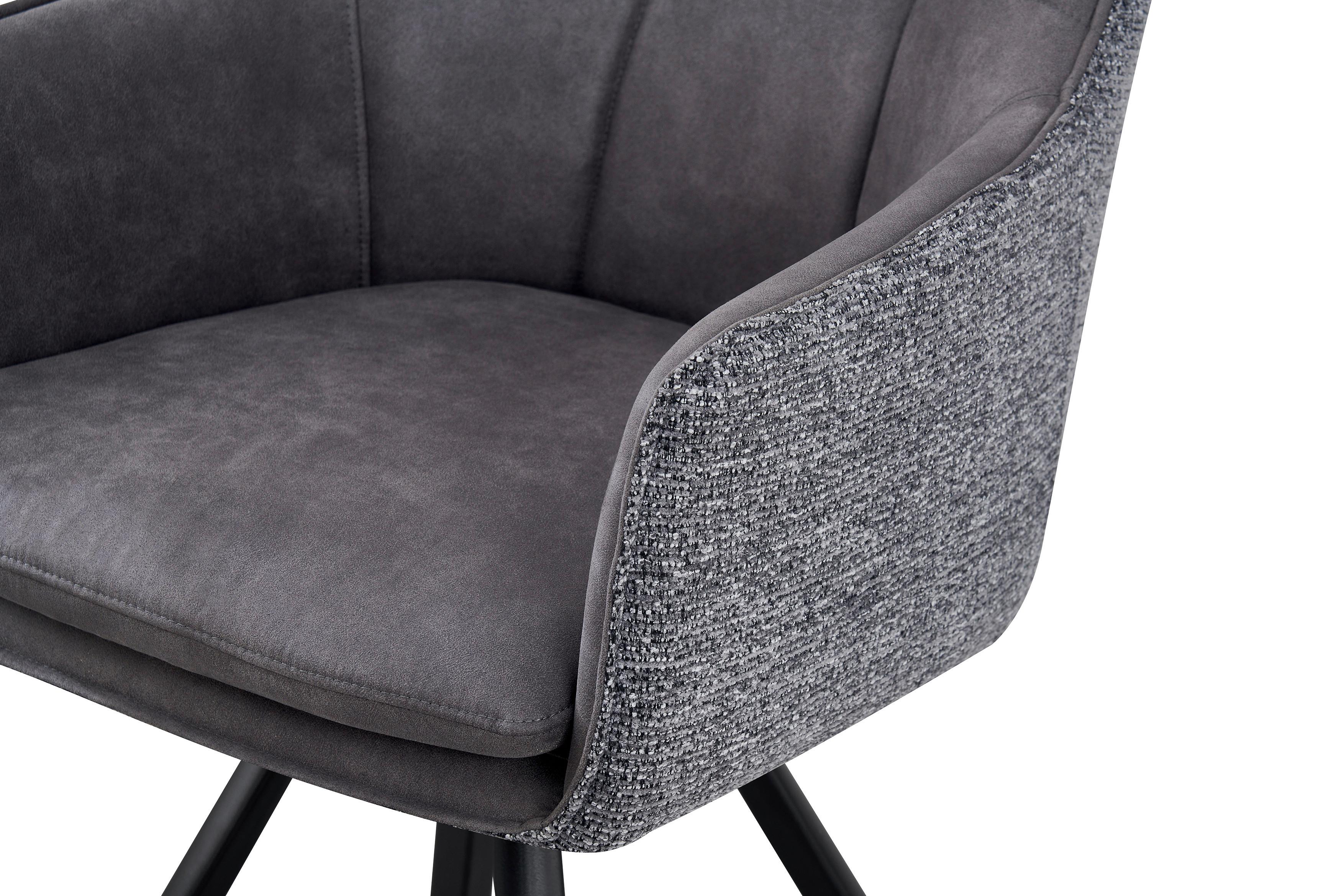 STOL MED ARMSTÖD MARIAN - grå/svart, Design, metall/trä (56/89/61cm) - Mömax