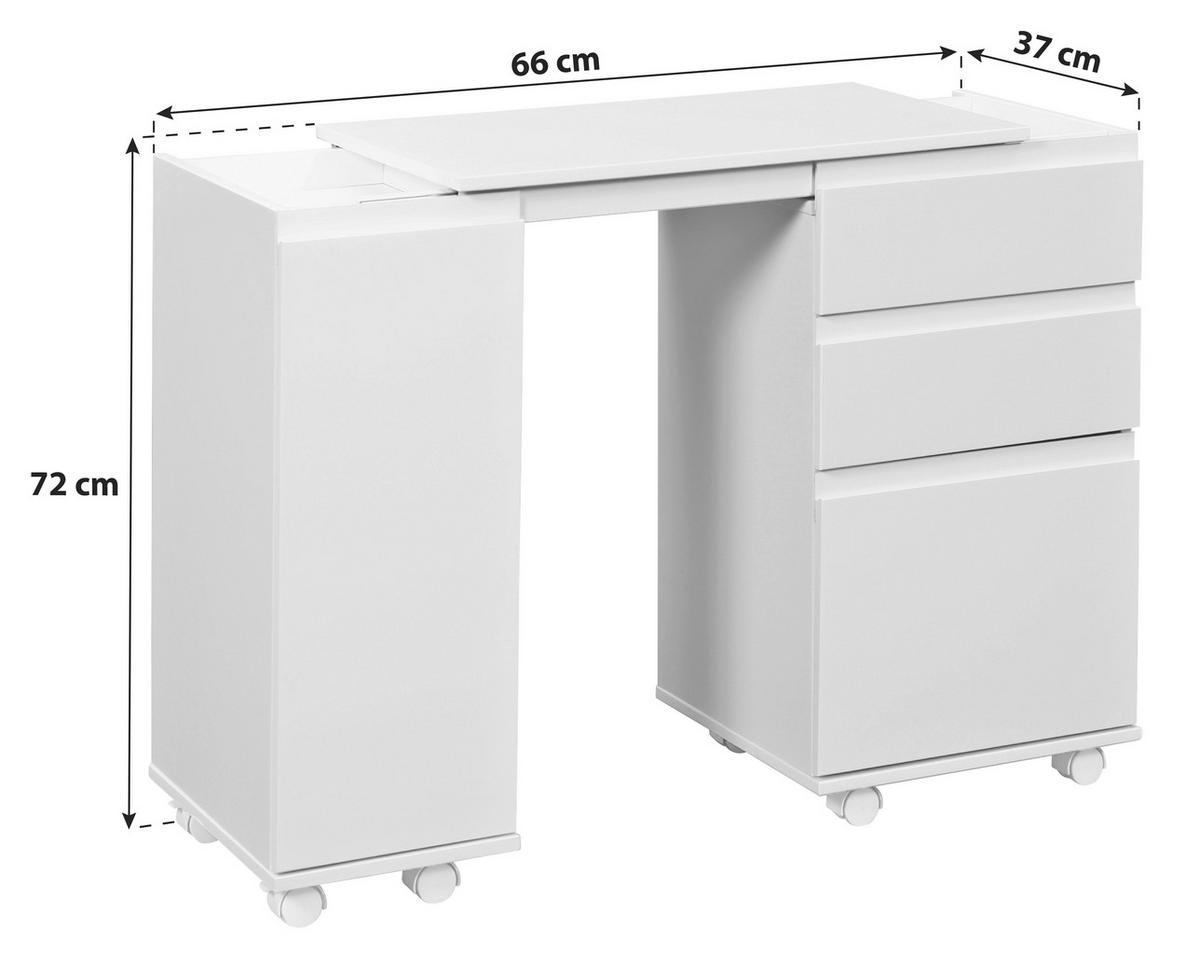 Multifunkcijska Pisalna Miza Laptop Office, Bela - bela, Konvencionalno, leseni material (66/37/72cm)