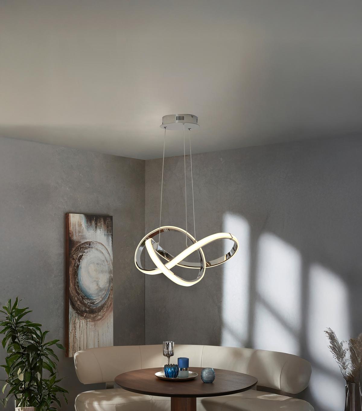 LAMPA WISZĄCA LED INDIGO - kolor chromowy, Design, tworzywo sztuczne/metal (55/150cm) - Dieter Knoll