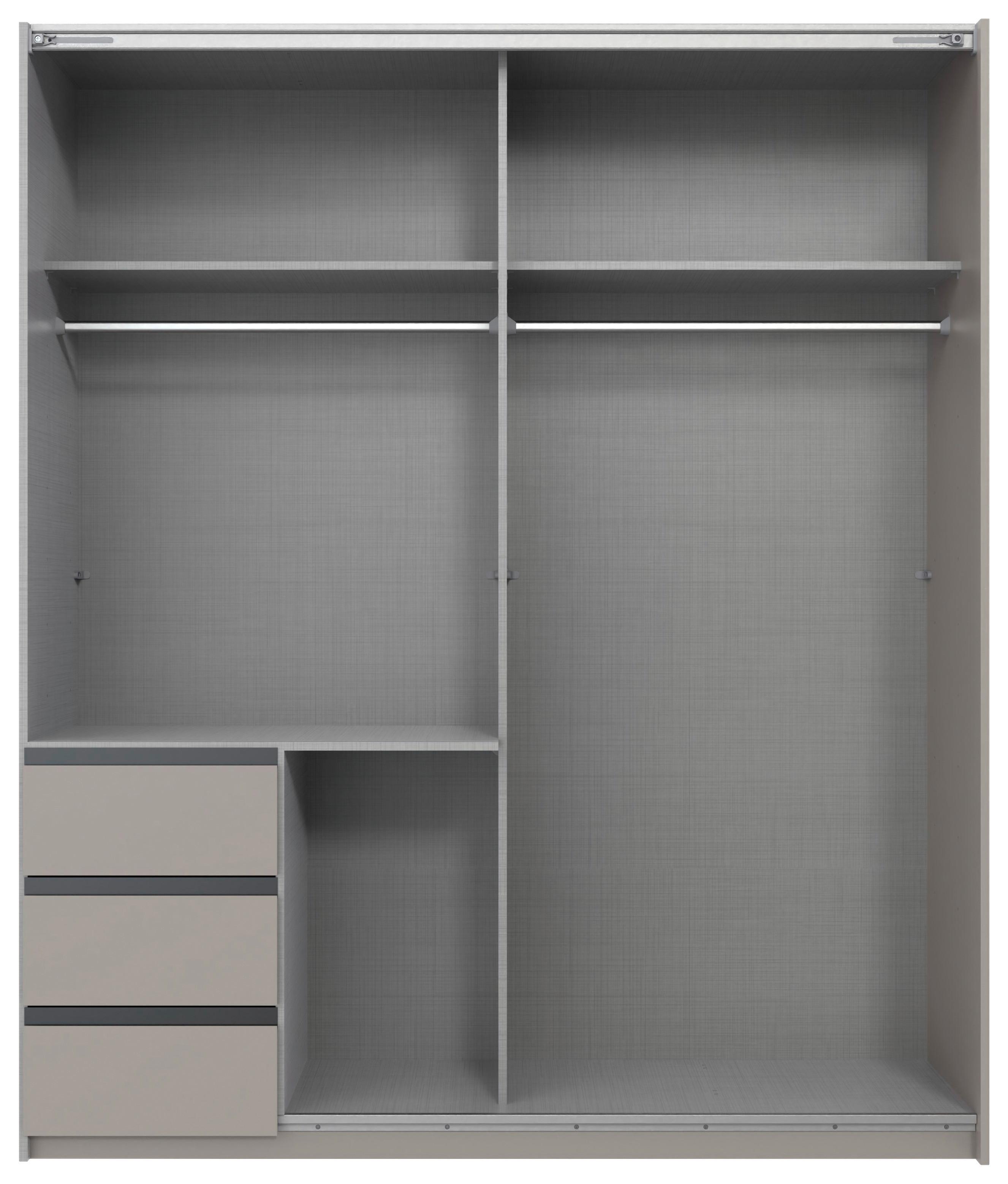Schwebetürenschrank Adria Grau/Sahara - Schwarz/Grau, KONVENTIONELL, Glas/Holzwerkstoff (168/198/63cm) - Mömax
