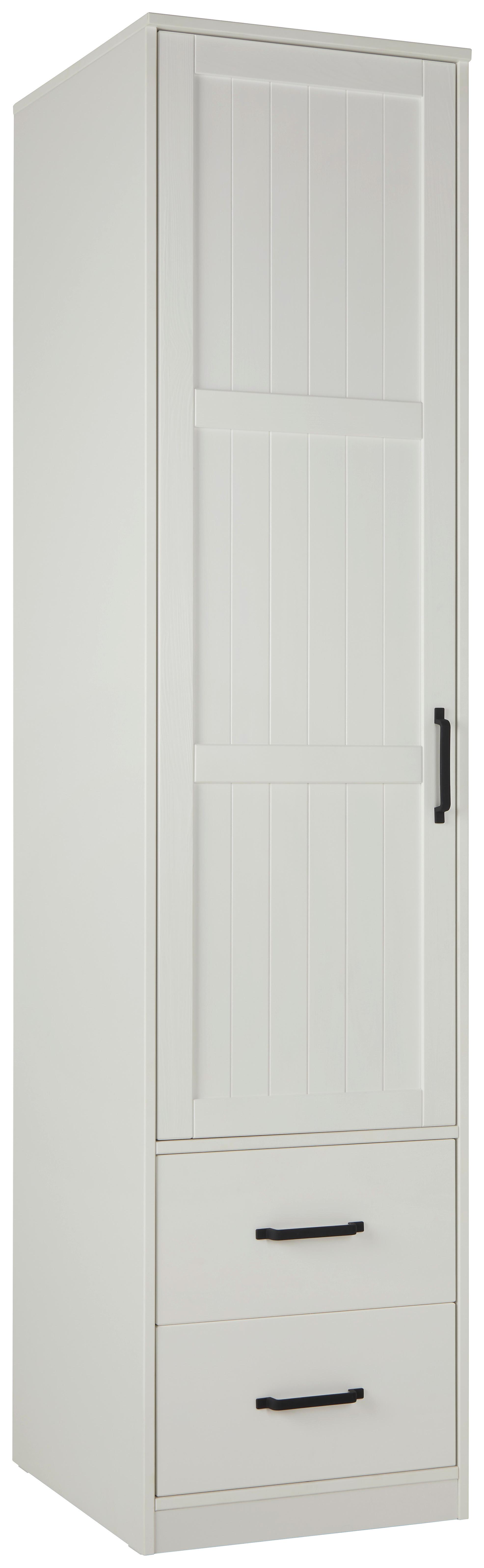 Drehtürenschrank aus Kiefer teilmassiv in Weiß - Schwarz/Weiß, ROMANTIK / LANDHAUS, Holz/Kunststoff (52/220/60cm) - Mömax
