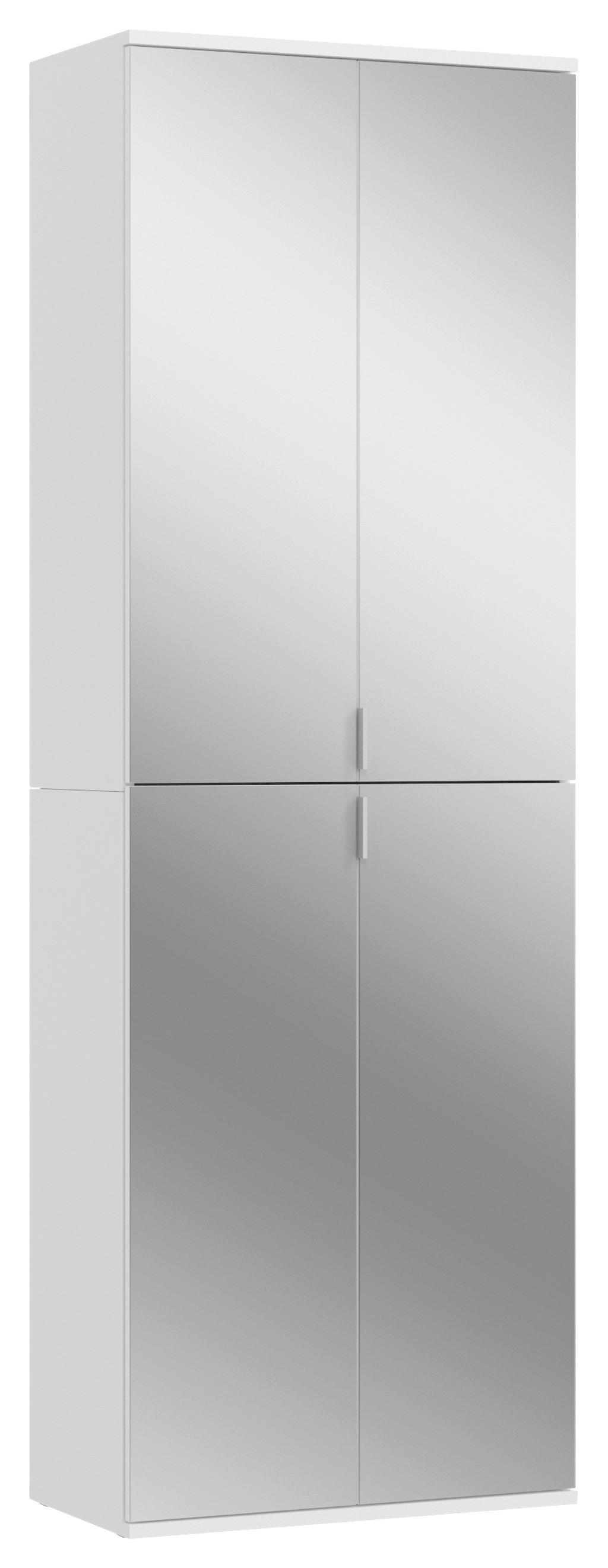 Mehrzweckschrank Projekt X ca. 65x193 cm Weiß - Chromfarben/Schwarz, MODERN, Glas/Holzwerkstoff (65/193/37cm) - MID.YOU