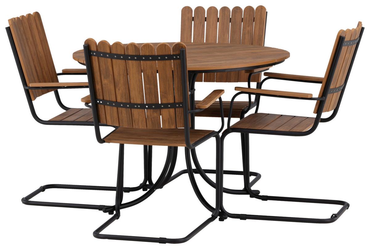 GARTENTISCHGRUPPE HOLMSUND - Schwarz, KONVENTIONELL, Metall - Gardenson