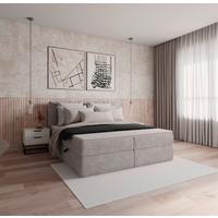 Boxbett Mala ca. 180x200 cm Hellgrau mit Topper - Hellgrau/Schwarz, MODERN, Holz/Holzwerkstoff (180/200cm) - Bessagi Home