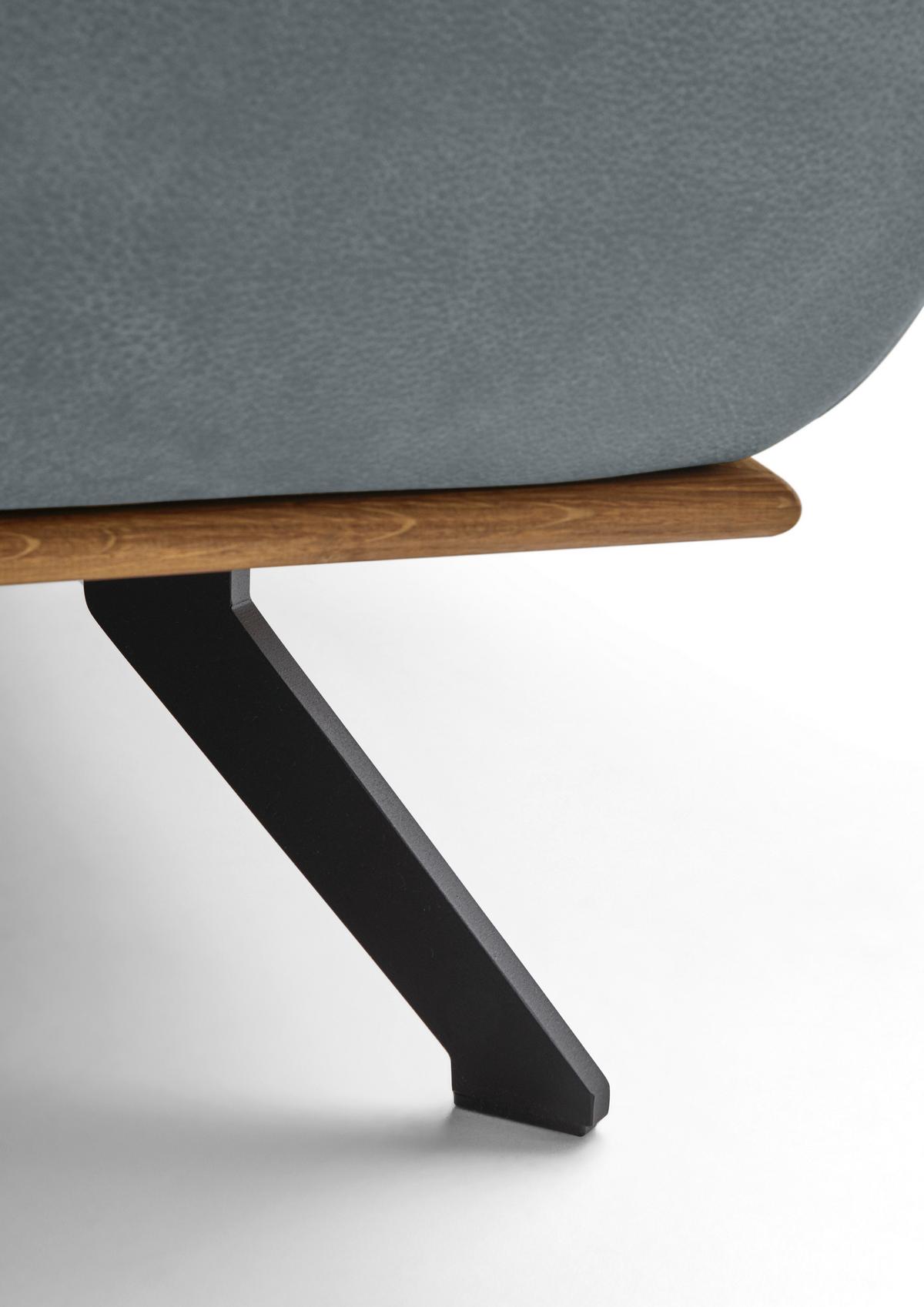 Wohnlandschaft Erling Blaugrau - Beige/Blaugrau, MODERN, Leder/Metall (187/89/322cm) - Premium Living