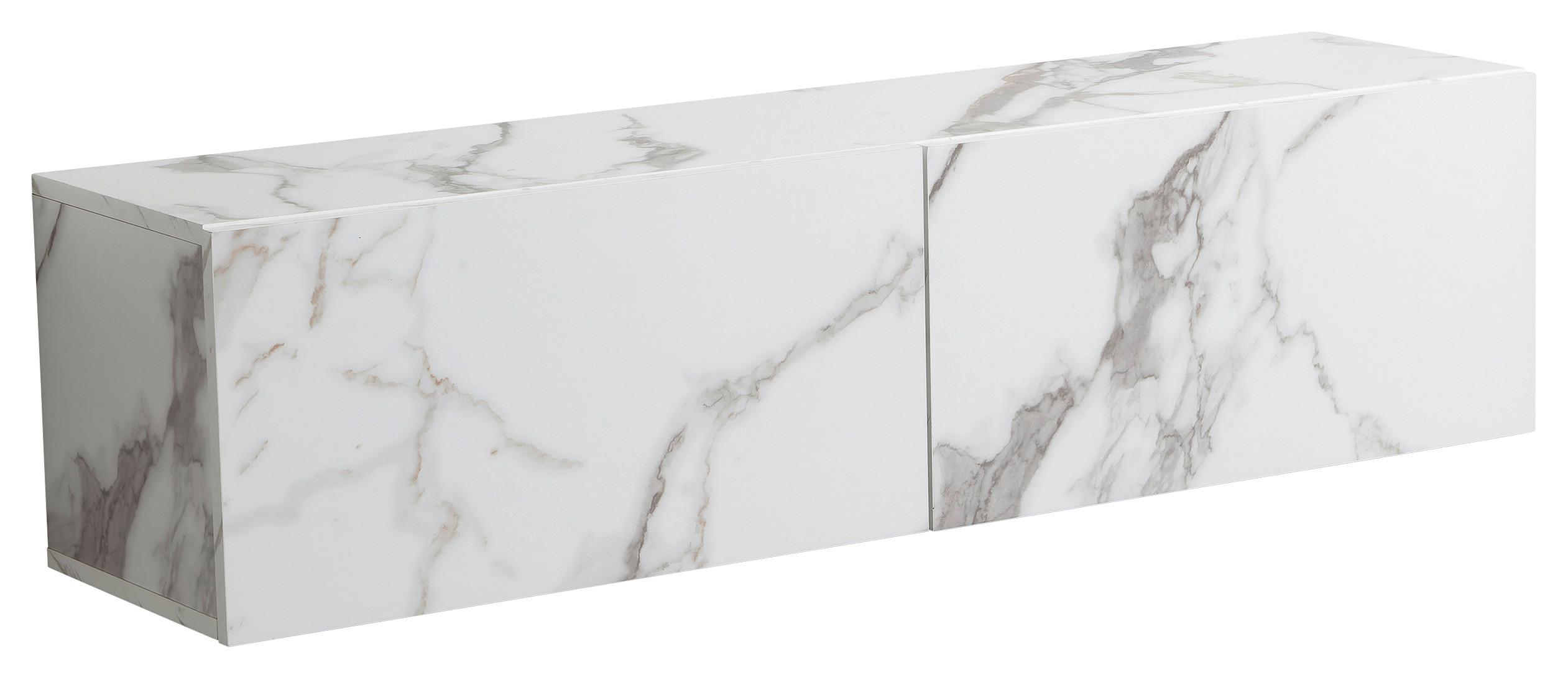 Nizka Omarica Marble, Videz Marmorja - bela, Design, leseni material (120/30/30cm) - MID.YOU