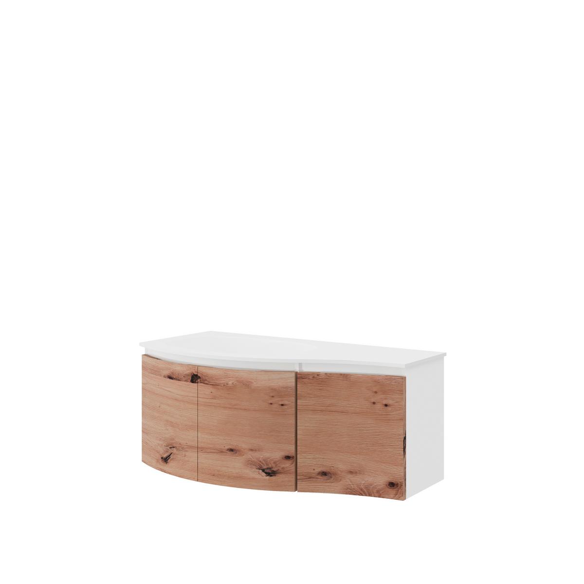 Mobilier de baie Onda - culoare lemn frasin/alb, Basics, piatră/material pe bază de lemn (103/102/51cm)