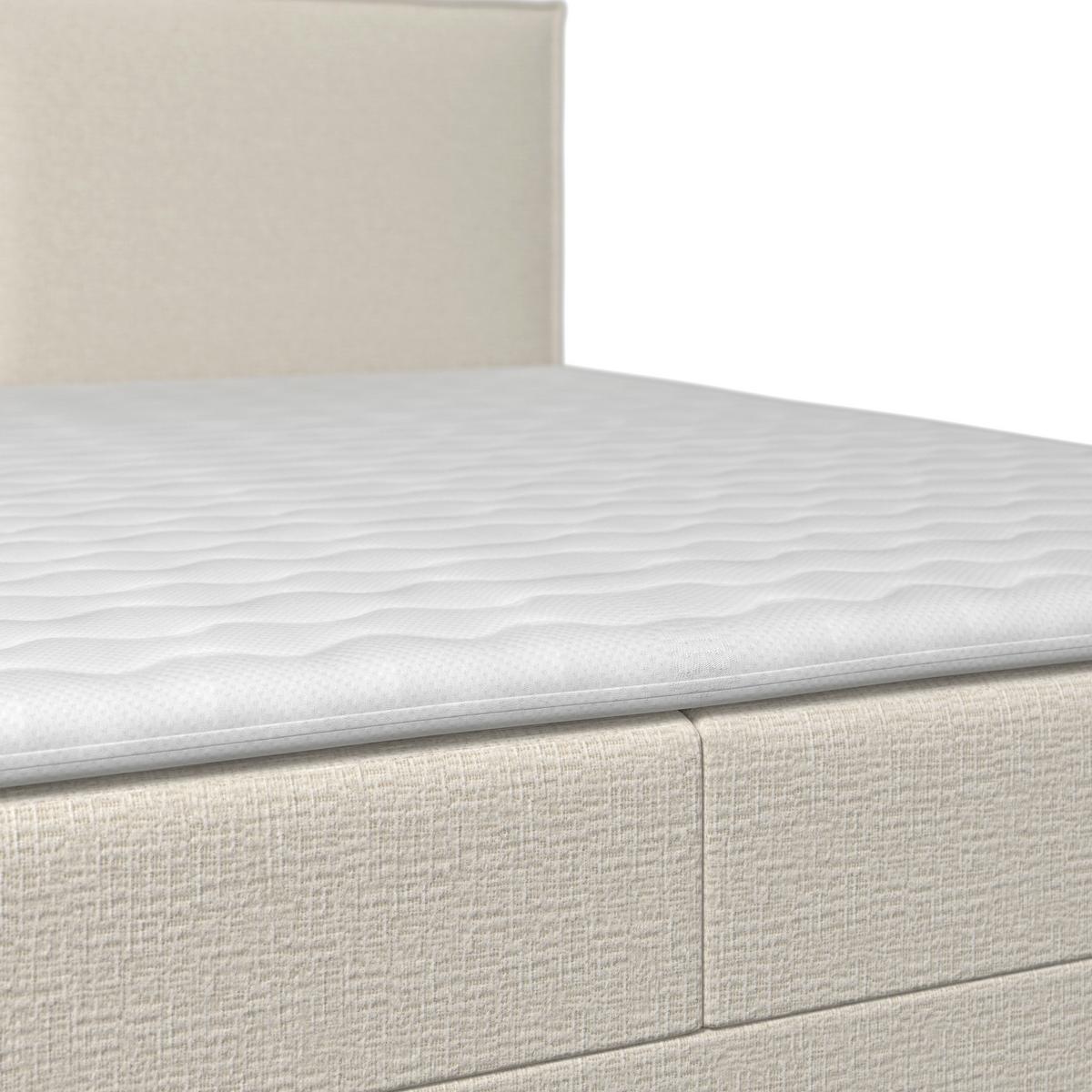 Boxbett Imola ca. 180x200 cm Creme inkl. Topper - Creme/Schwarz, Modern, Holz/Kunststoff (180/200cm) - Bessagi Home