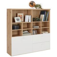 Regal Lago - bijela/boje hrasta, Moderno, drvni materijal (131,4/130/35cm) - Premium Living