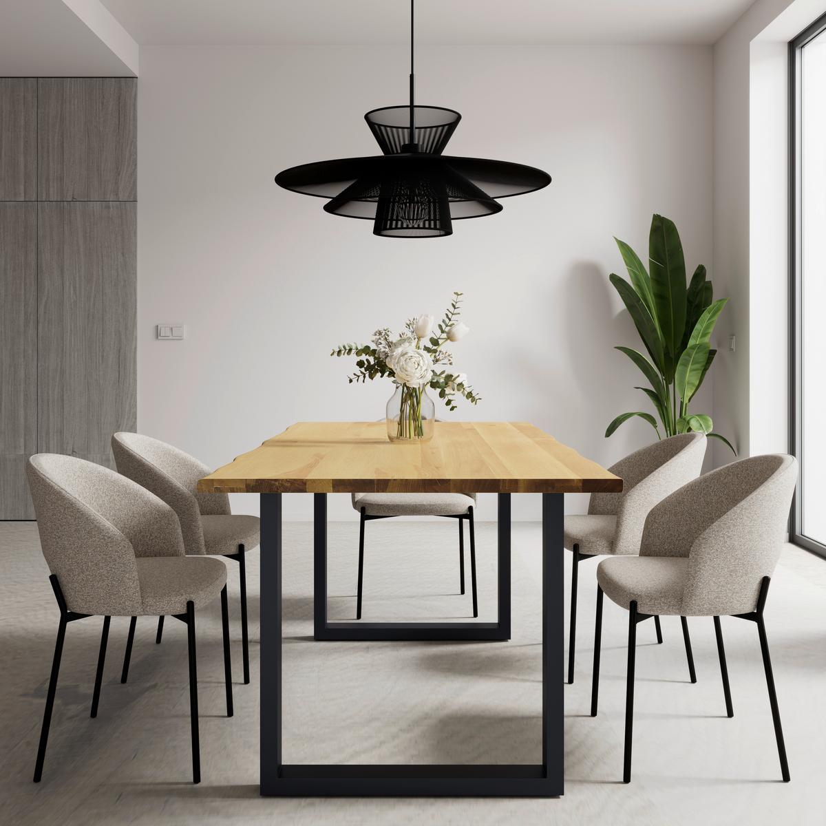 MASĂ JACKIE - culoare lemn stejar/negru, Modern, lemn/metal (180/90/76cm) - Bessagi Home