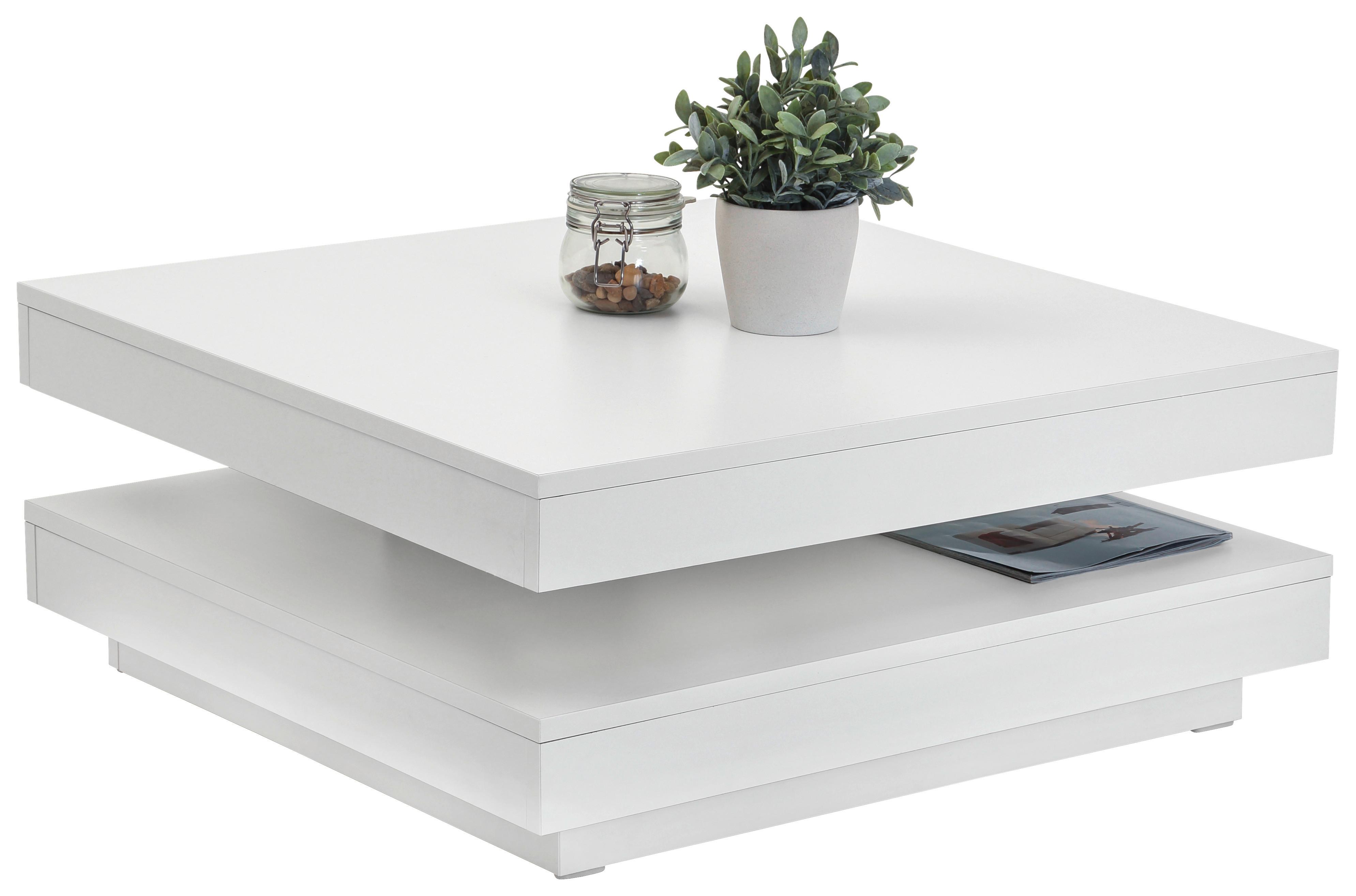 STOLIK KAWOWY ANDY - biały, Basics, materiał drewnopochodny (67/67/35cm) - Boxxx