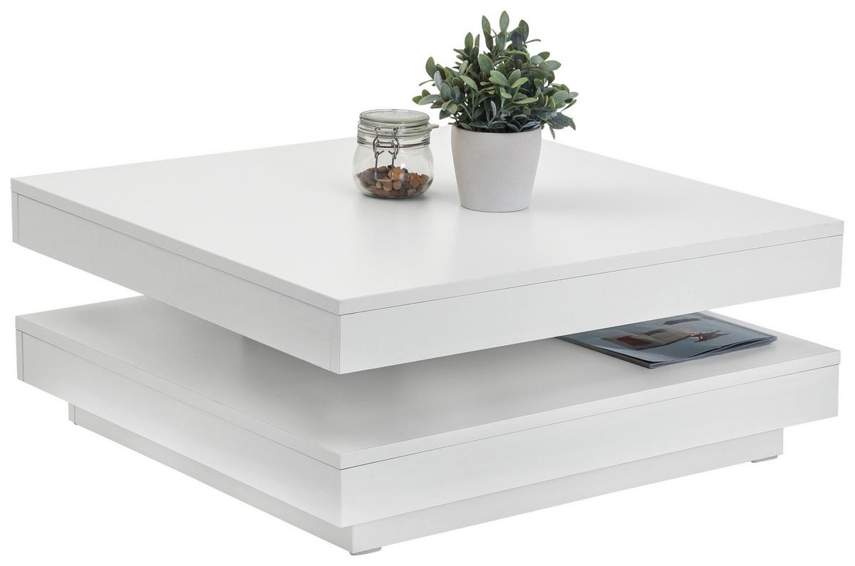 STOLIK KAWOWY ANDY - biały, Basics, materiał drewnopochodny (67/67/35cm) - Boxxx