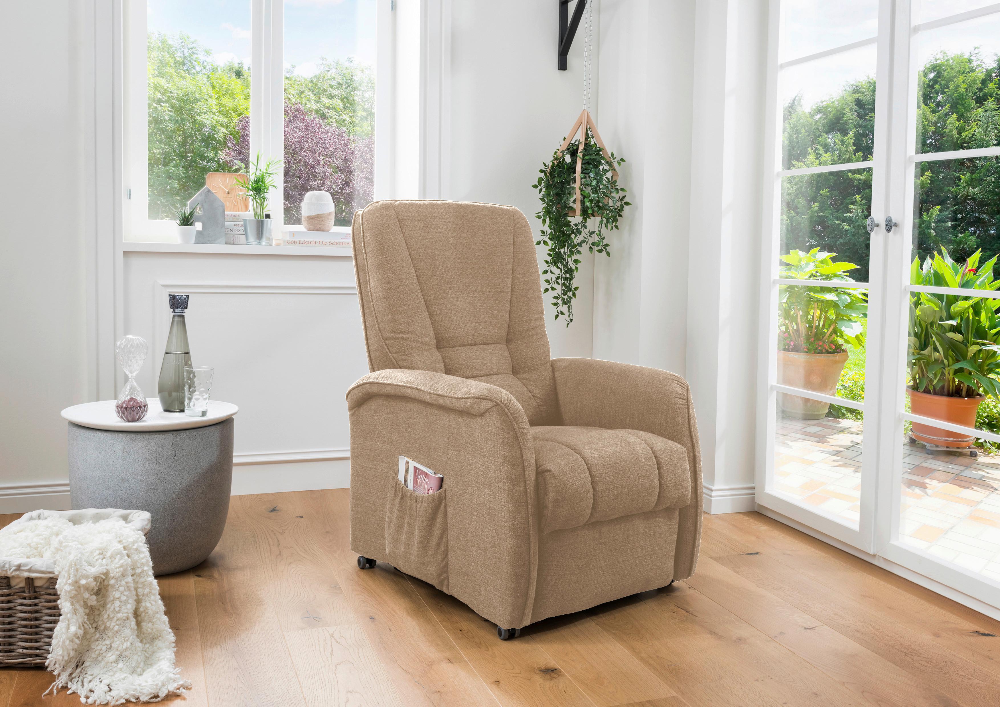 Relaxsessel Harry Hellbraun Nylon/Struktur - Hellbraun/Schwarz, Design, Kunststoff/Textil (77/107/88cm) - Livetastic