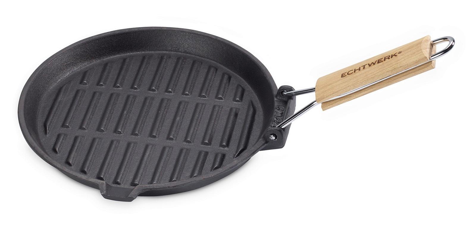 Grillzubehör Echtwerk Grillpfanne-Gusseisen Schwarz - Schwarz, Trend, Metall (23cm) - Echtwerk