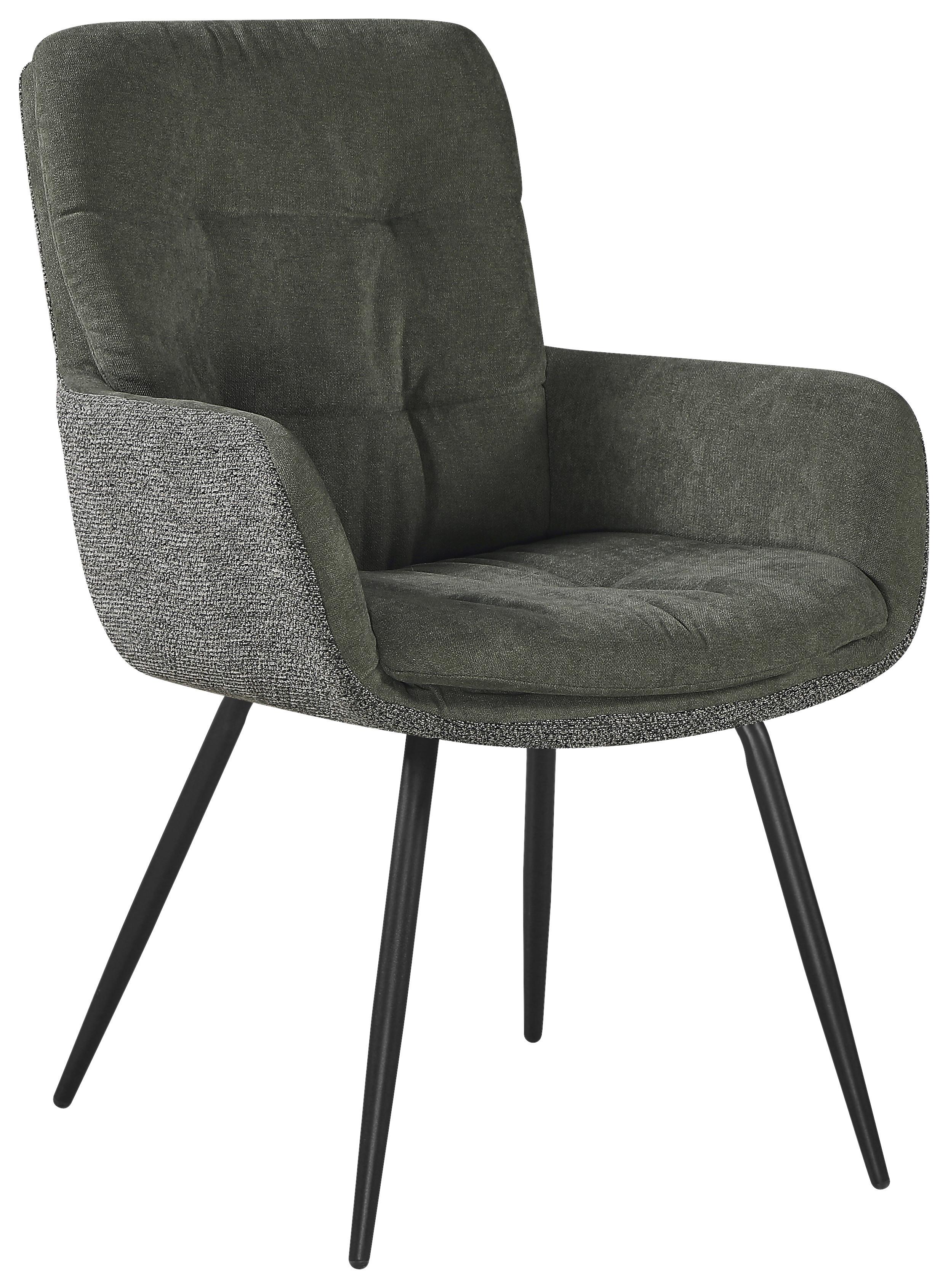 STOL MED ARMSTÖD NOVA - grön/svart, Modern, metall/textil (61/89/67cm) - Mömax