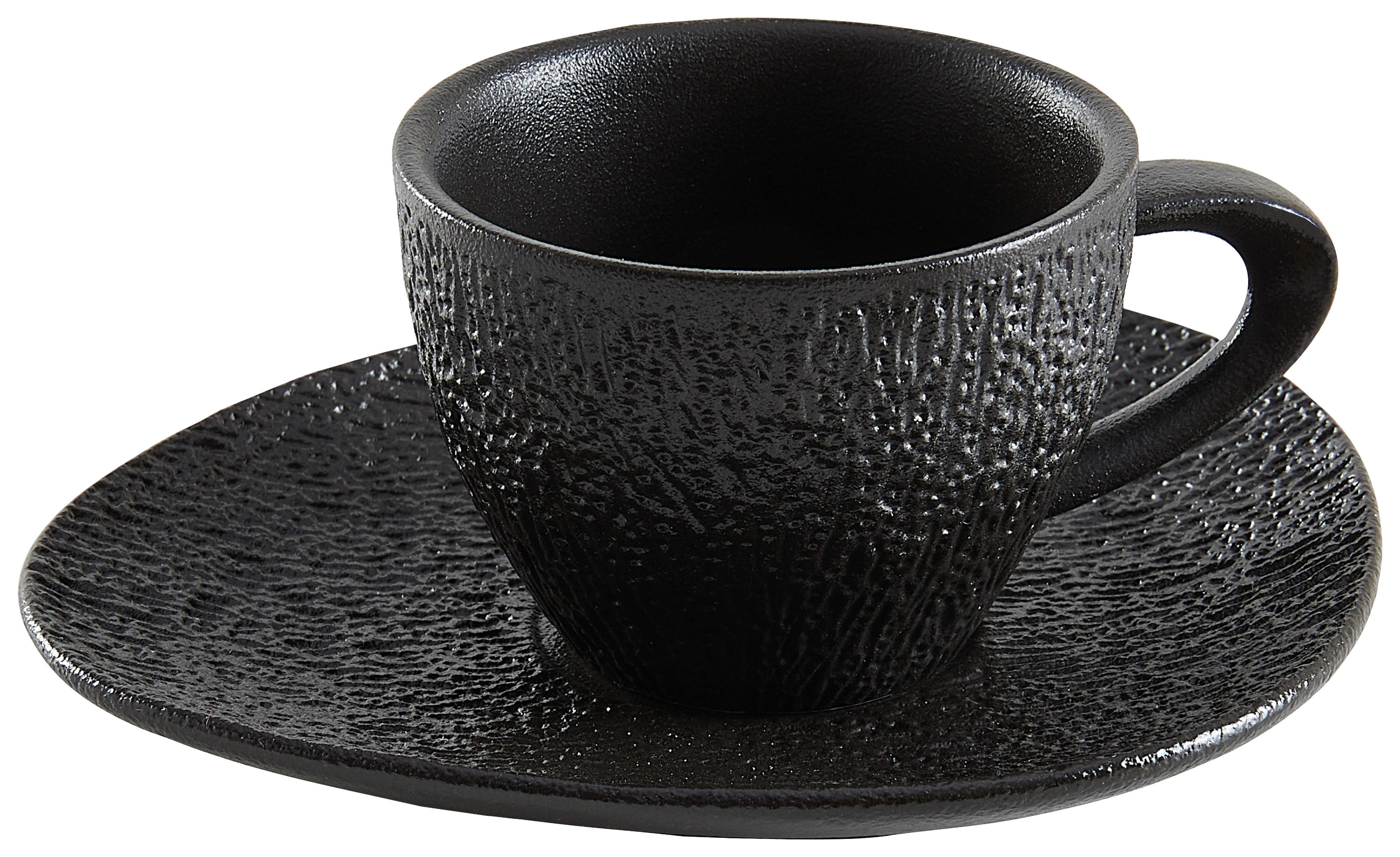 Espressotasse mit Untertasse Haruki Schwarz matt - Schwarz, Modern, Keramik (6.7/6.7/5cm) - Mömax