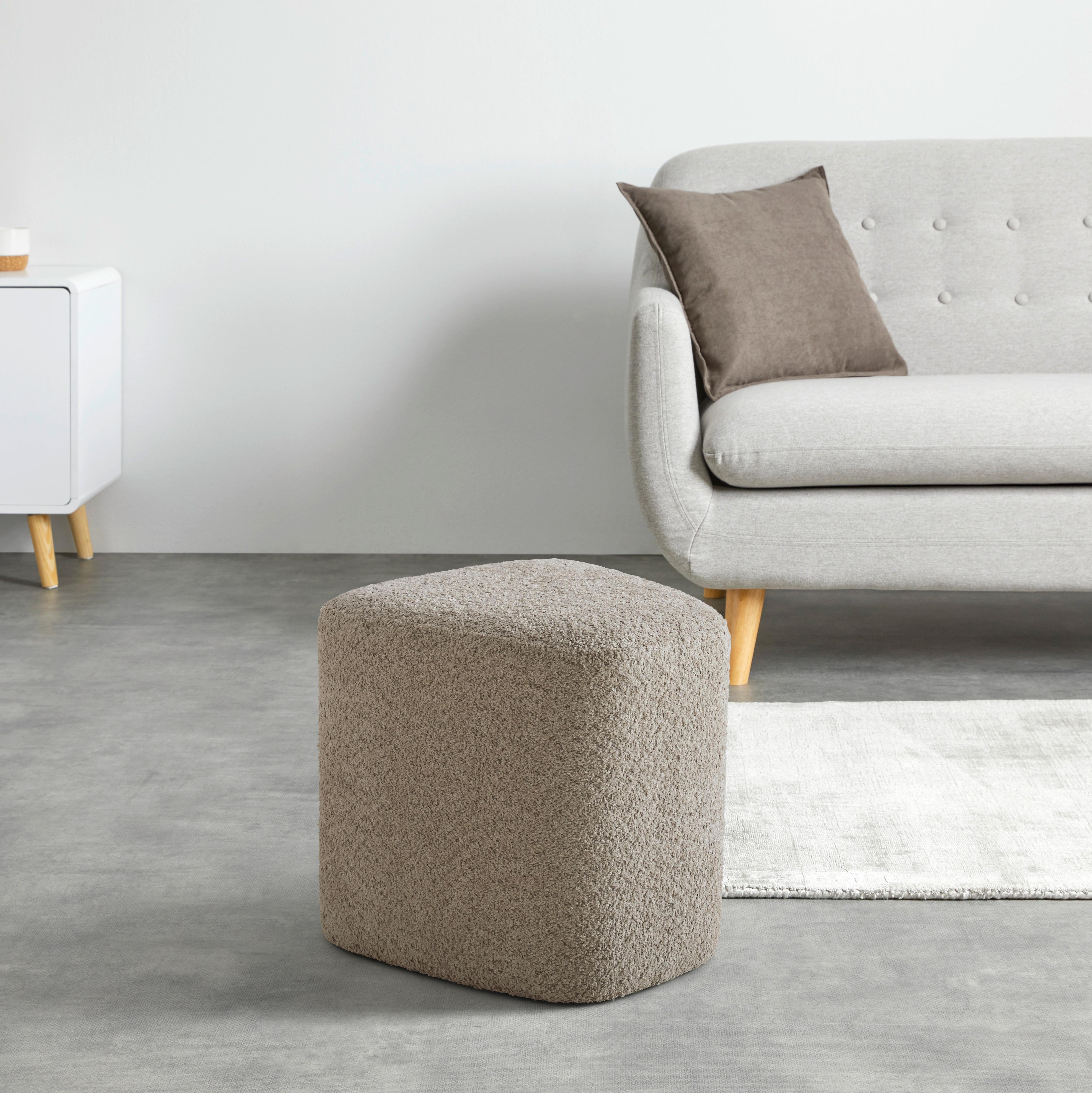 Hocker Stony Taupe Chenille - Taupe, MODERN, Holzwerkstoff/Textil (41/41/41cm) - Premium Living