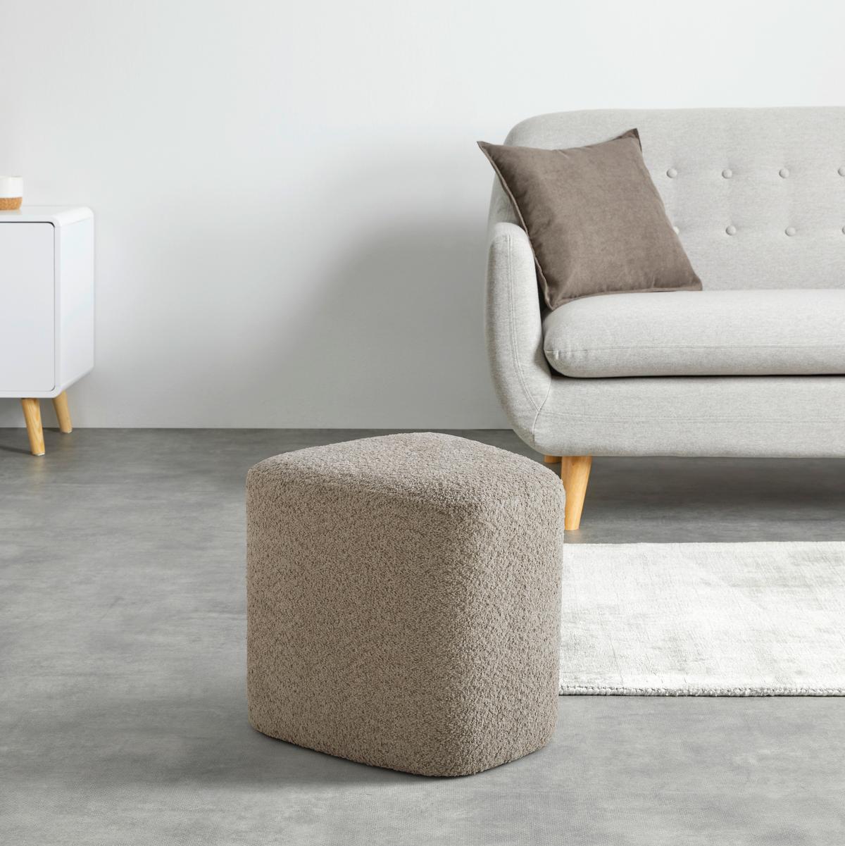 Hocker Stony Taupe Chenille - Taupe, MODERN, Holzwerkstoff/Textil (41/41/41cm) - Premium Living