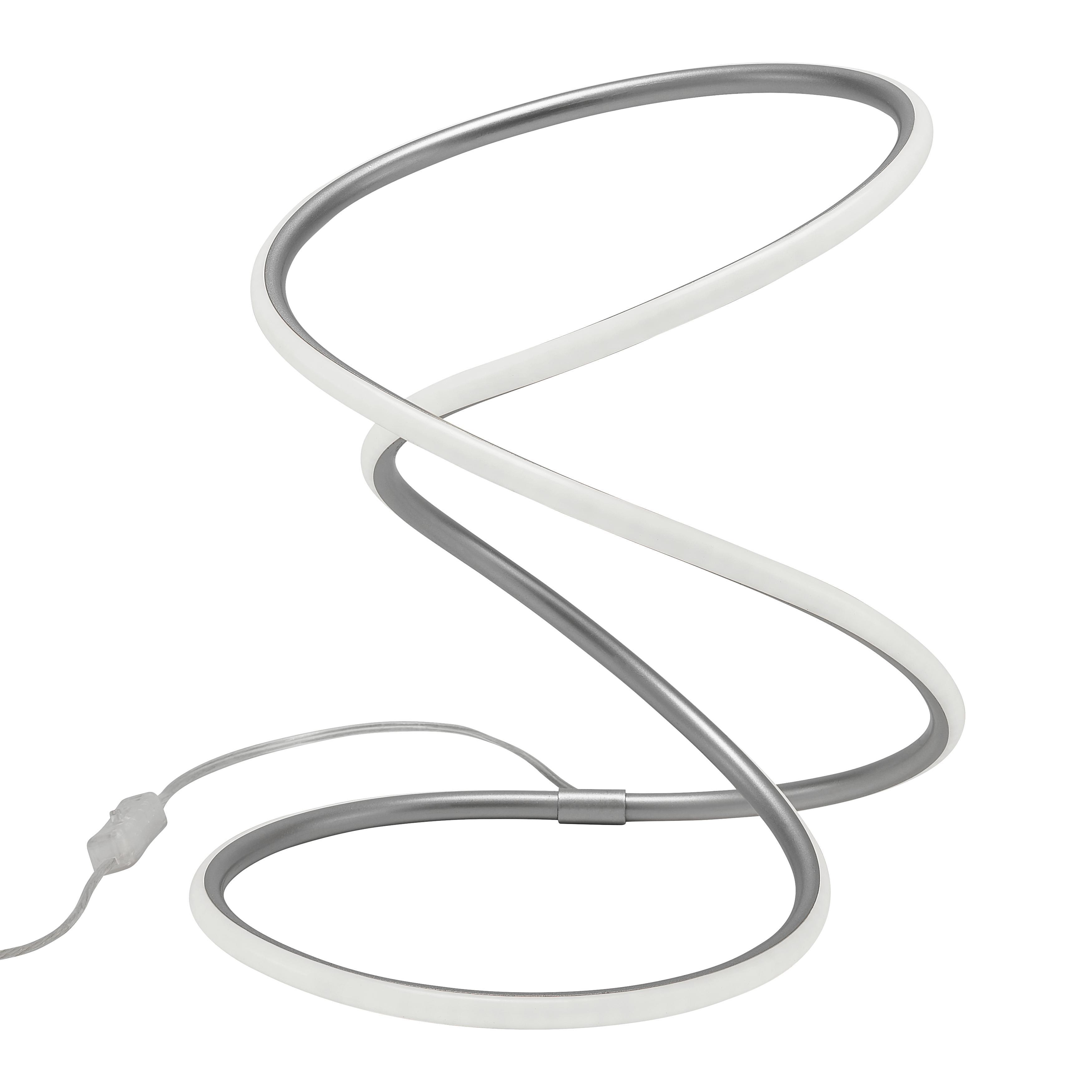 LED-Tischleuchte max. 18 Watt 'Reggie' - Silberfarben/Weiß, MODERN, Kunststoff/Metall (26/26/35cm) - Bessagi Home