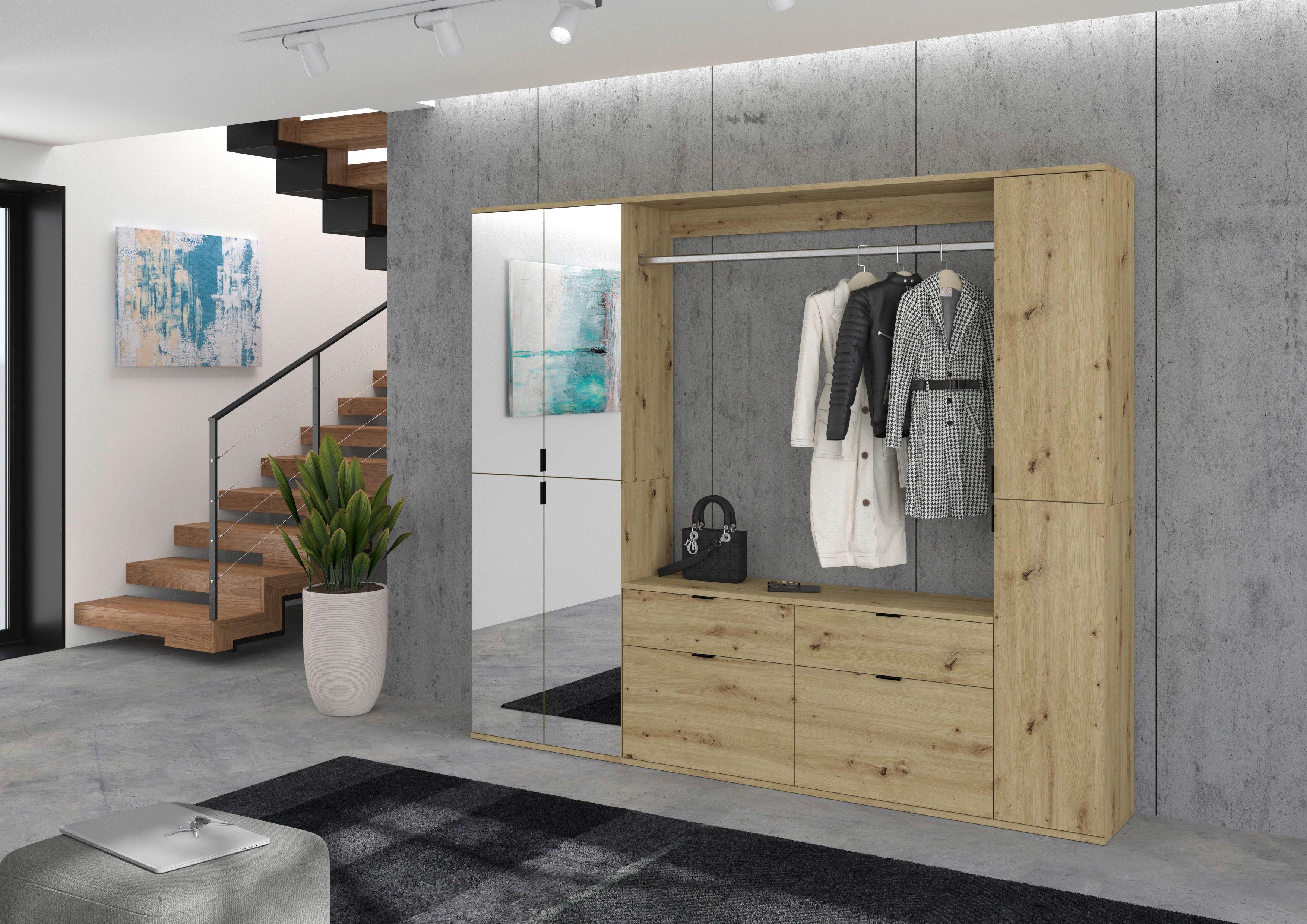 Garderobe Projekt X ca. 212x193 cm Artisan Eiche - KONVENTIONELL, Glas/Holzwerkstoff (212/193/34cm) - MID.YOU