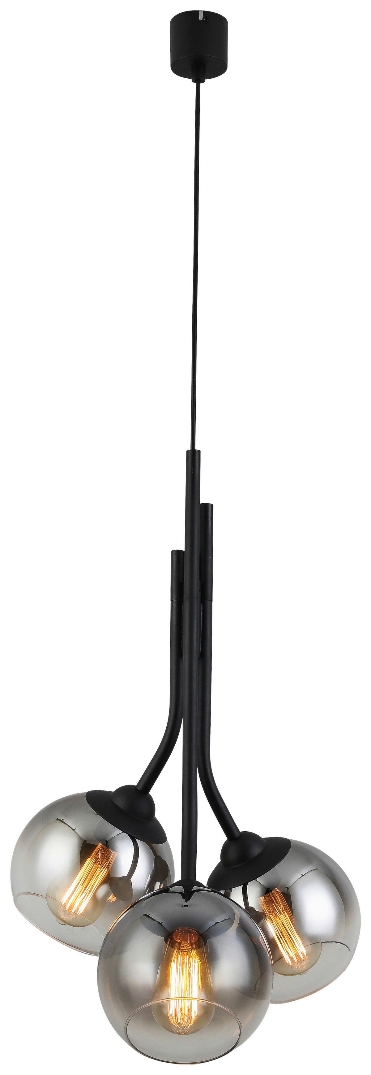 Függőlámpa Kian - fekete, Modern, műanyag/Üveg (40/120cm) - Visiona
