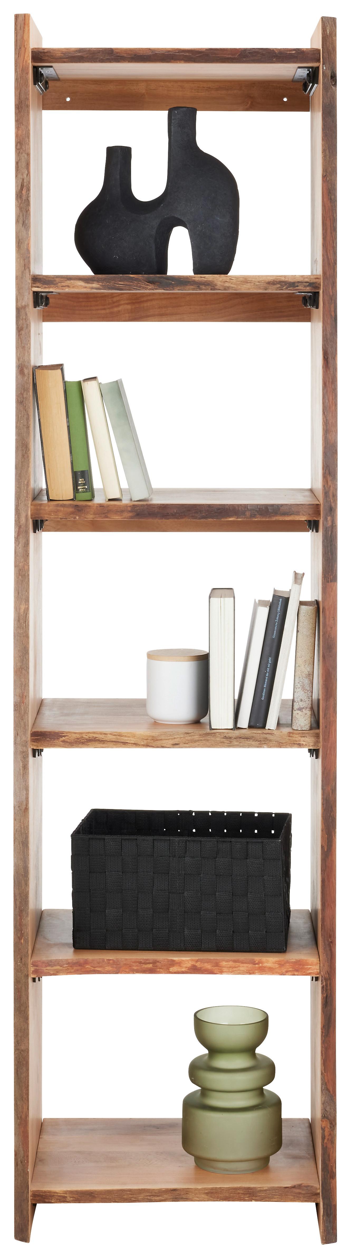 Regal in Akazienfarben - Erlefarben/Schwarz, Natur, Holz/Metall (50/190/38cm) - Premium Living