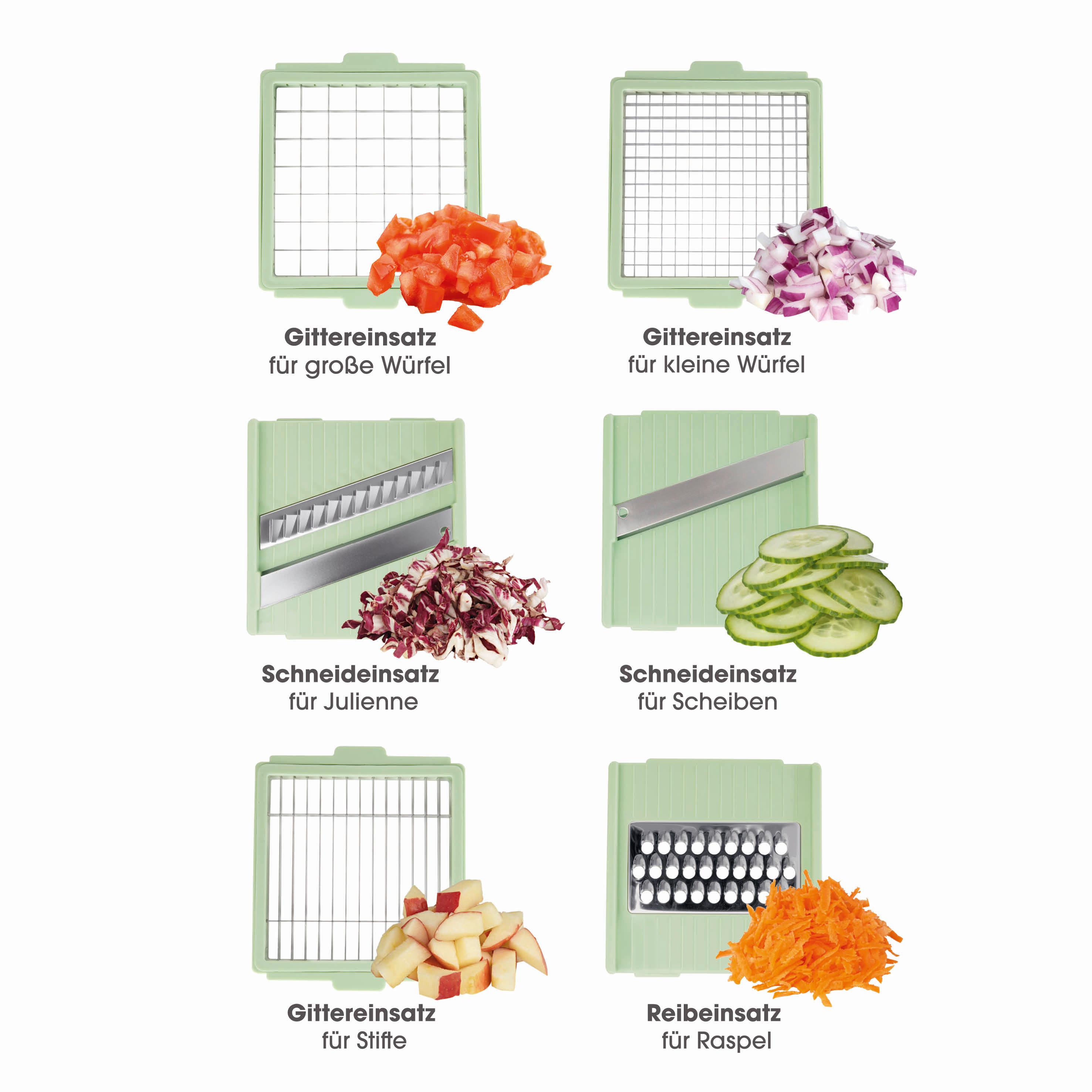 GEMÜSESCHNEIDERSET GOURMETMAXX MULTI-SCHNEIDER - Salbeigrün/Weiß, KONVENTIONELL, Kunststoff/Metall (27,5/11,5/9,5cm)