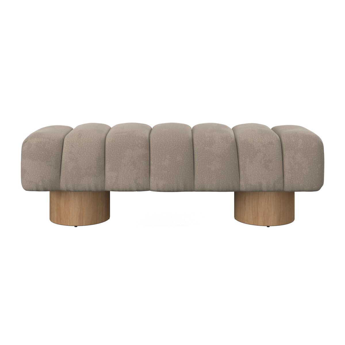 Sitzbank Alina Chenille Hellbraun - Hellbraun/Naturfarben, MODERN, Holz/Holzwerkstoff (140/45/45cm) - Bessagi Home