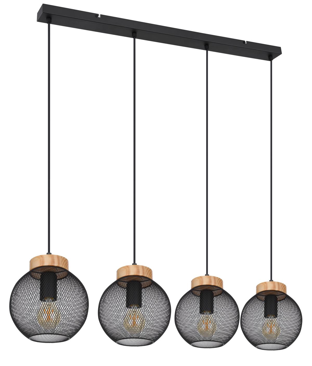 Hängeleuchte Pablo max. 40 Watt - Schwarz/Braun, MODERN, Holz/Metall (95/20/120cm)